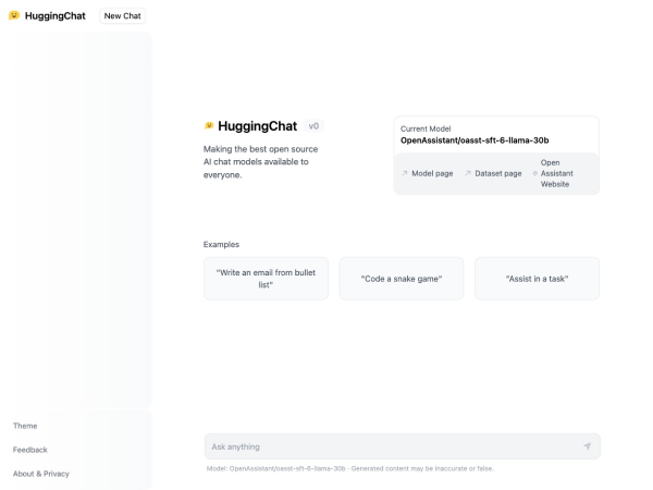 HuggingChat screenshot 1