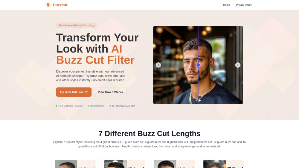 Buzz Cut AI product screenshot