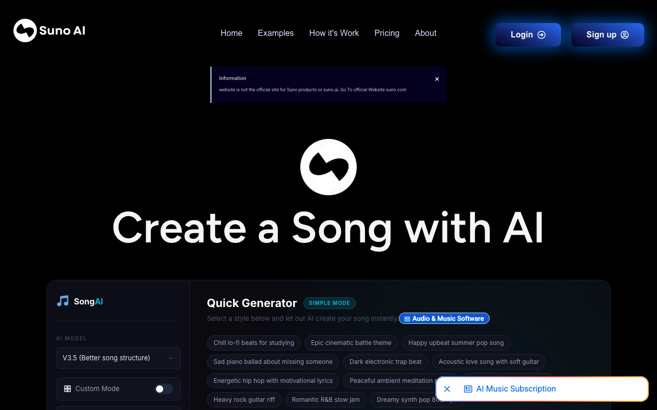 Suno AI screenshot 1