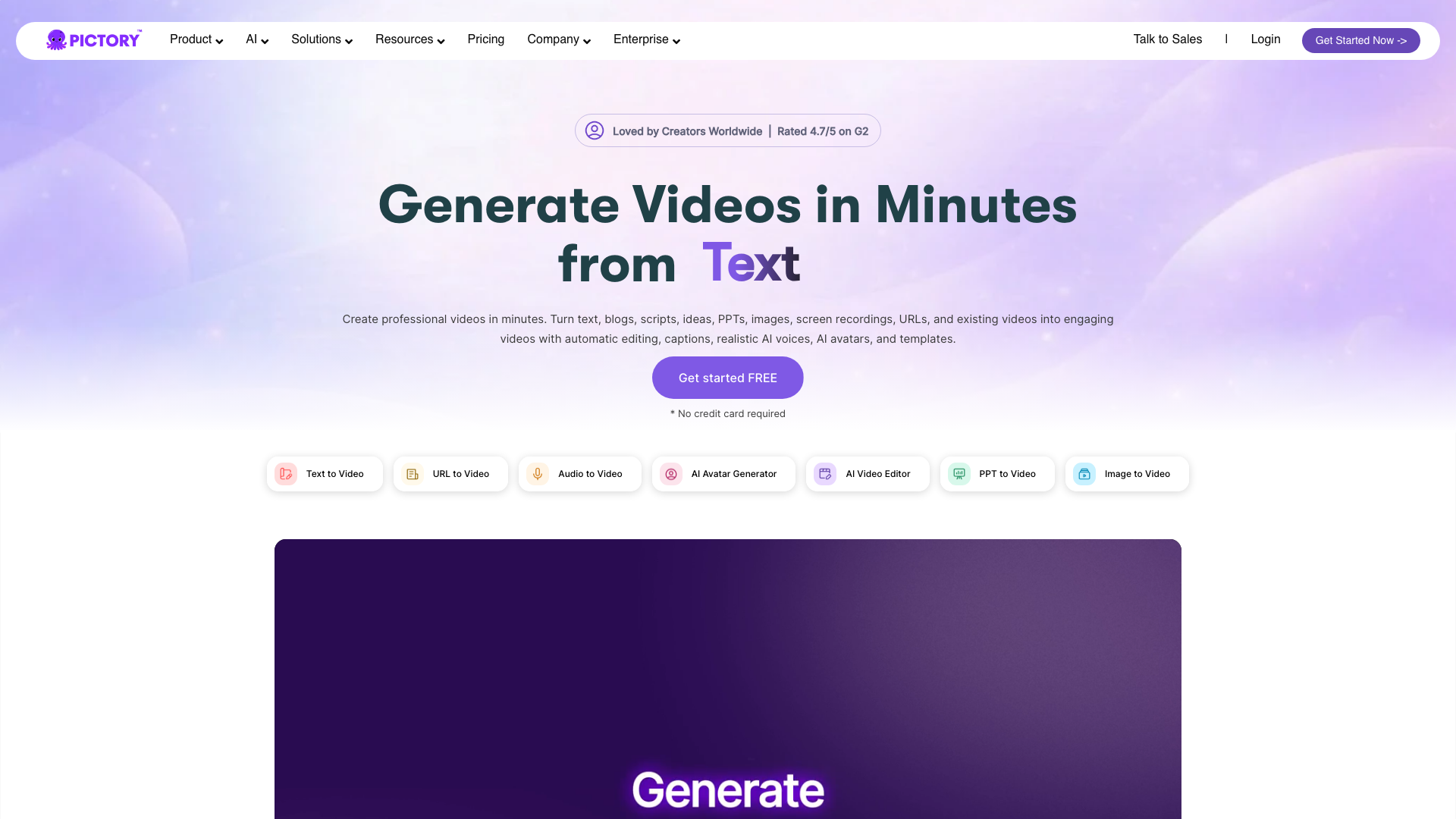 Pictory product screenshot