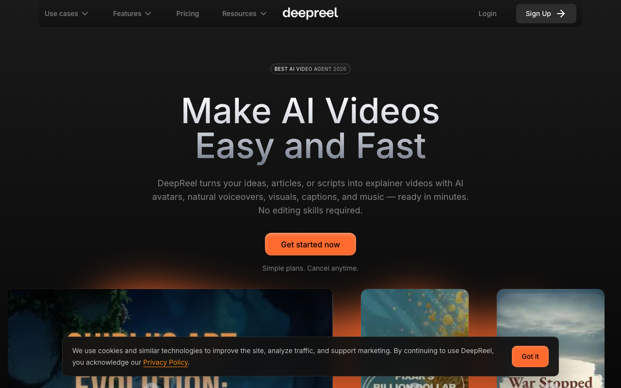 DeepReel product screenshot