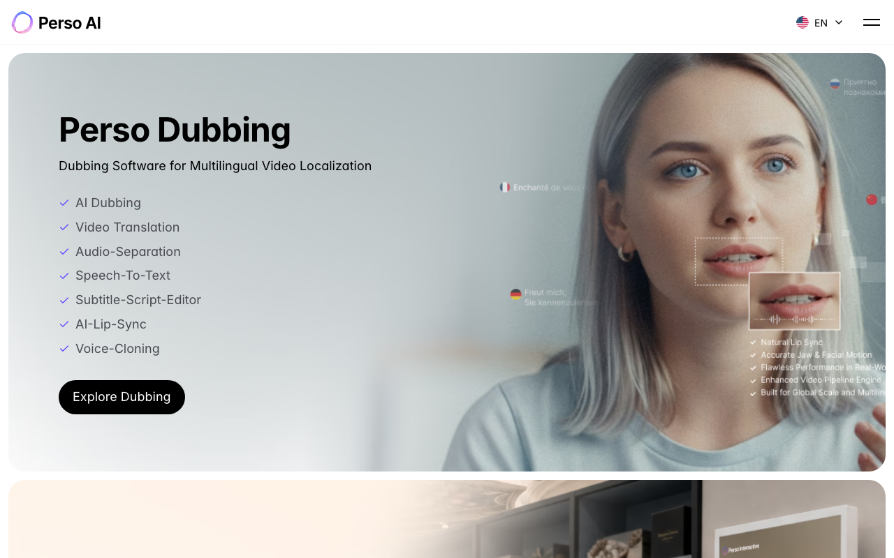 Perso AI product screenshot