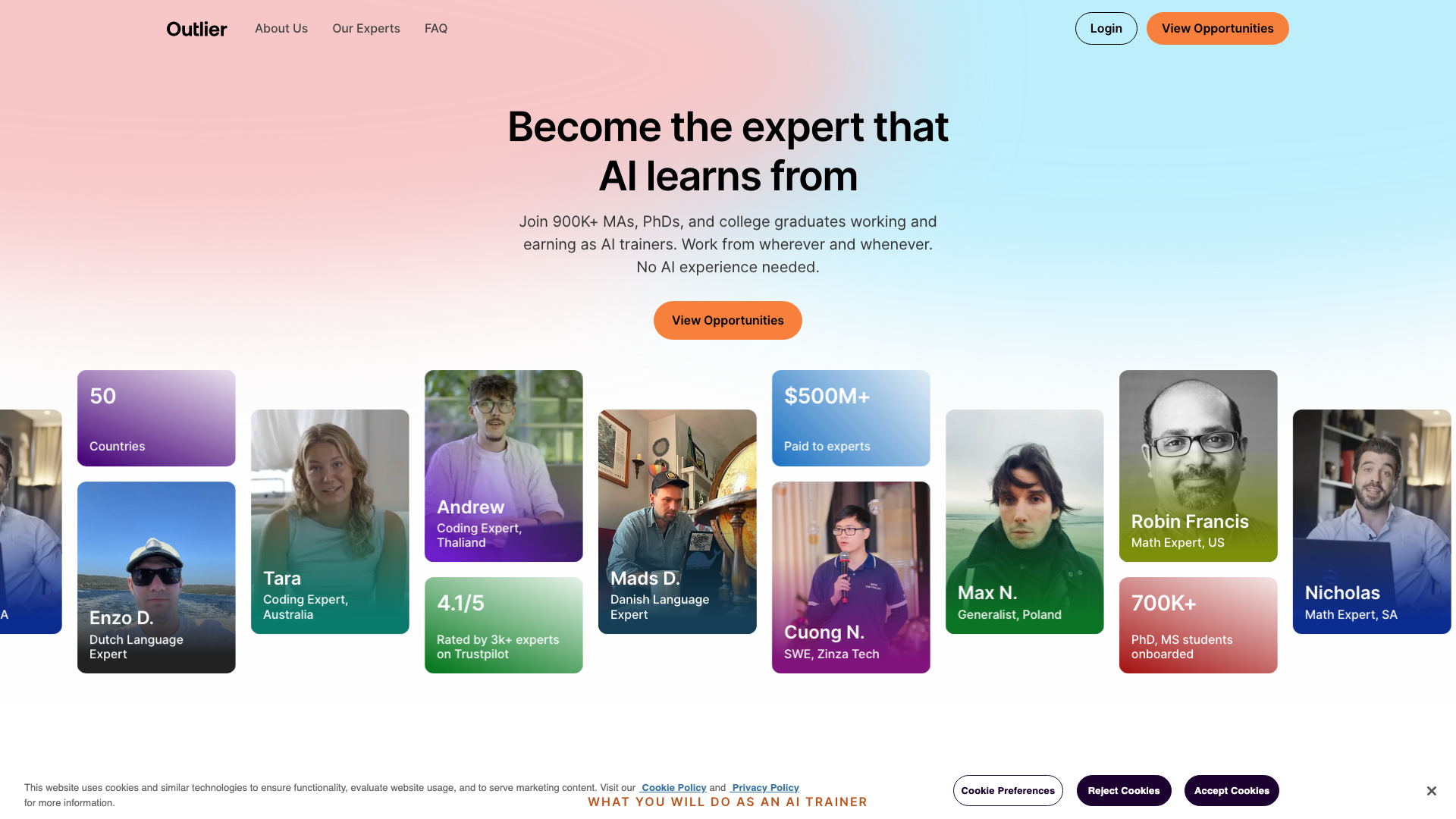 Outlier AI product screenshot