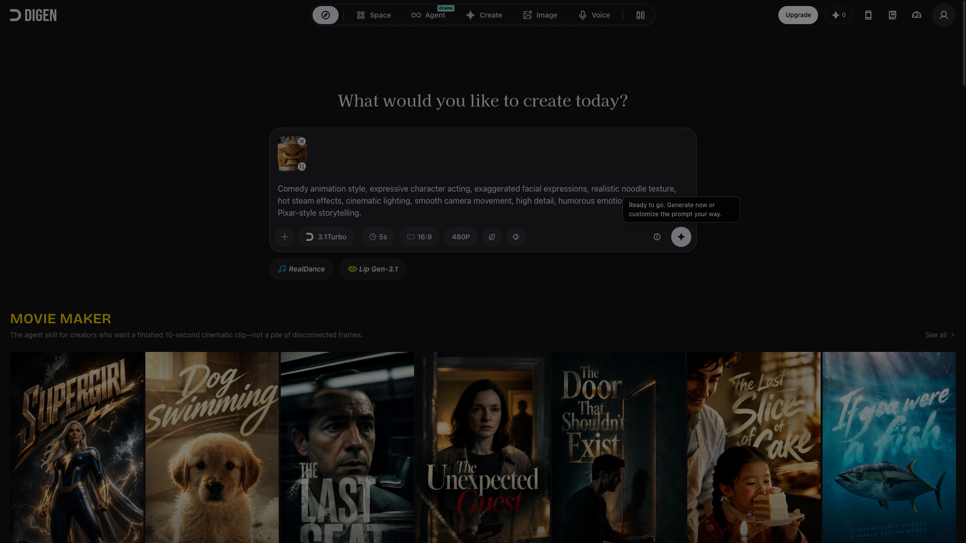 Digen AI product screenshot