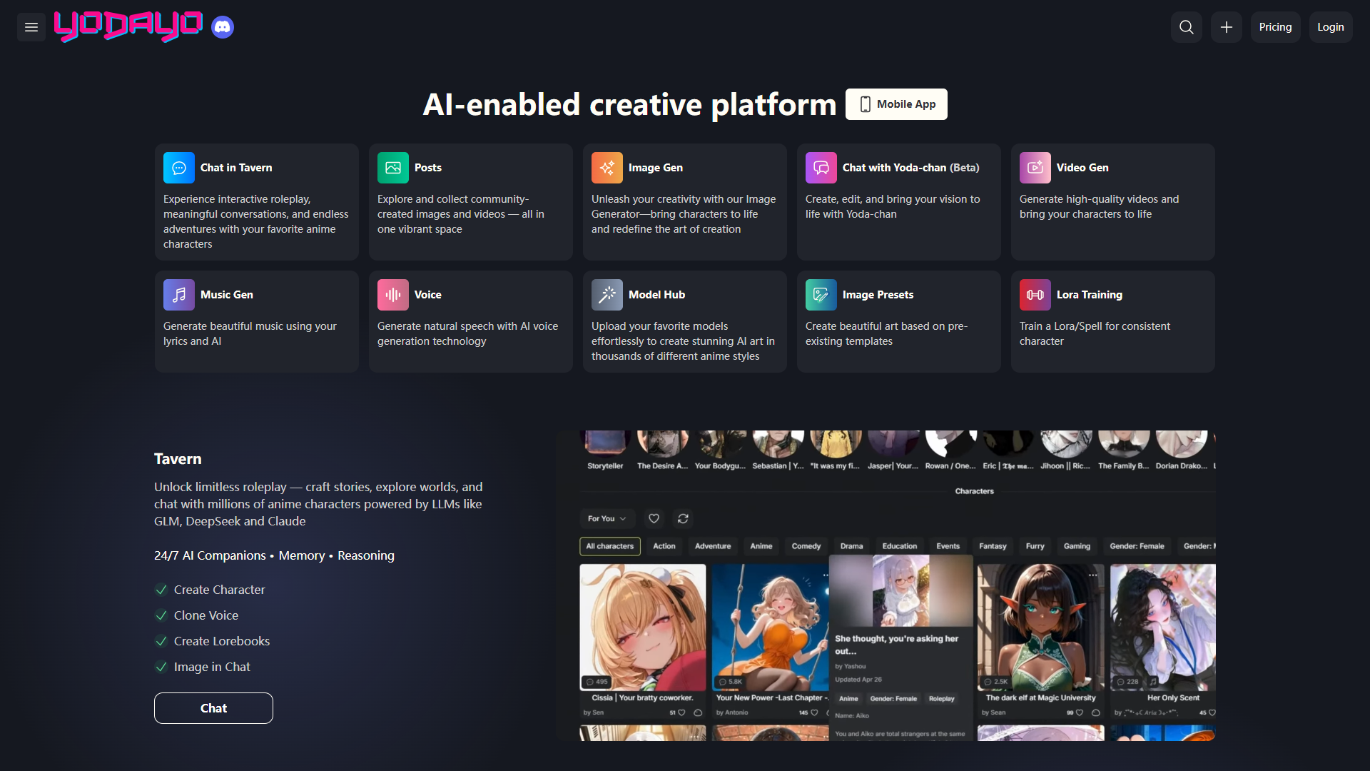 Yodayo product screenshot