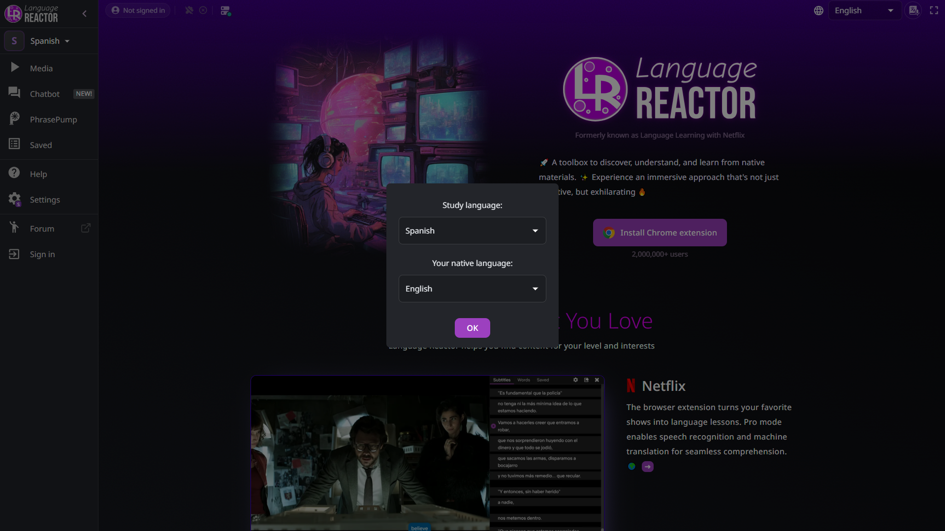 Language Reactor product screenshot