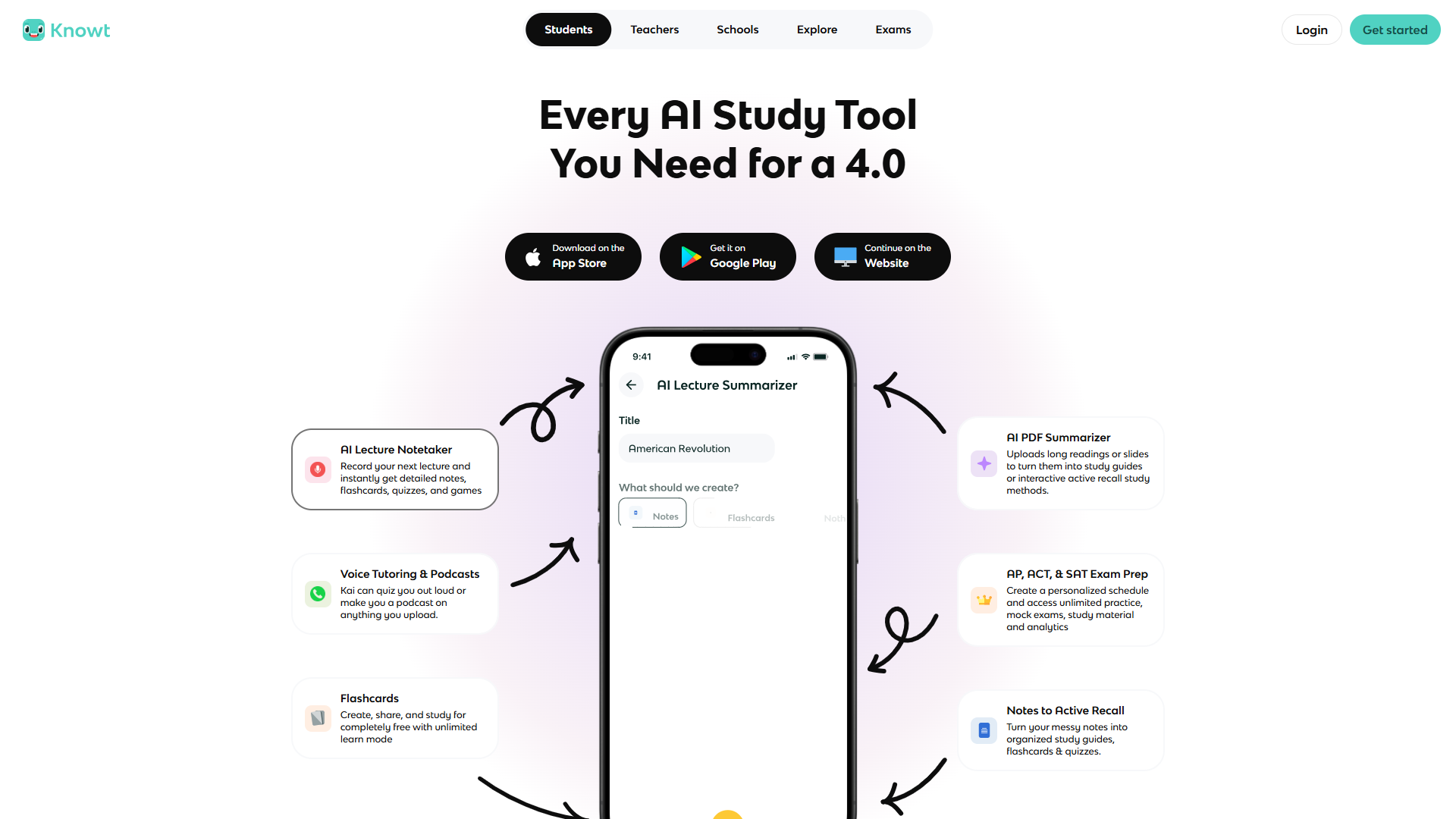 Knowt product screenshot