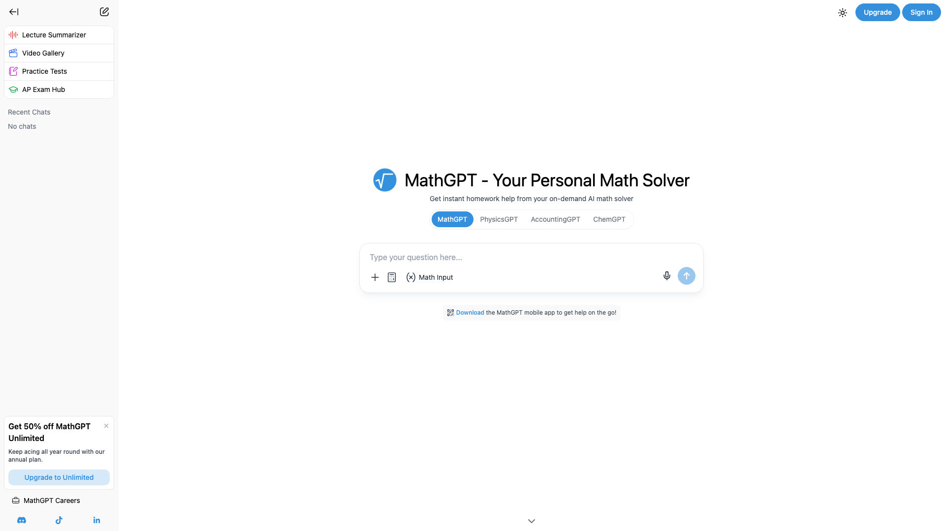 MathGPT product screenshot