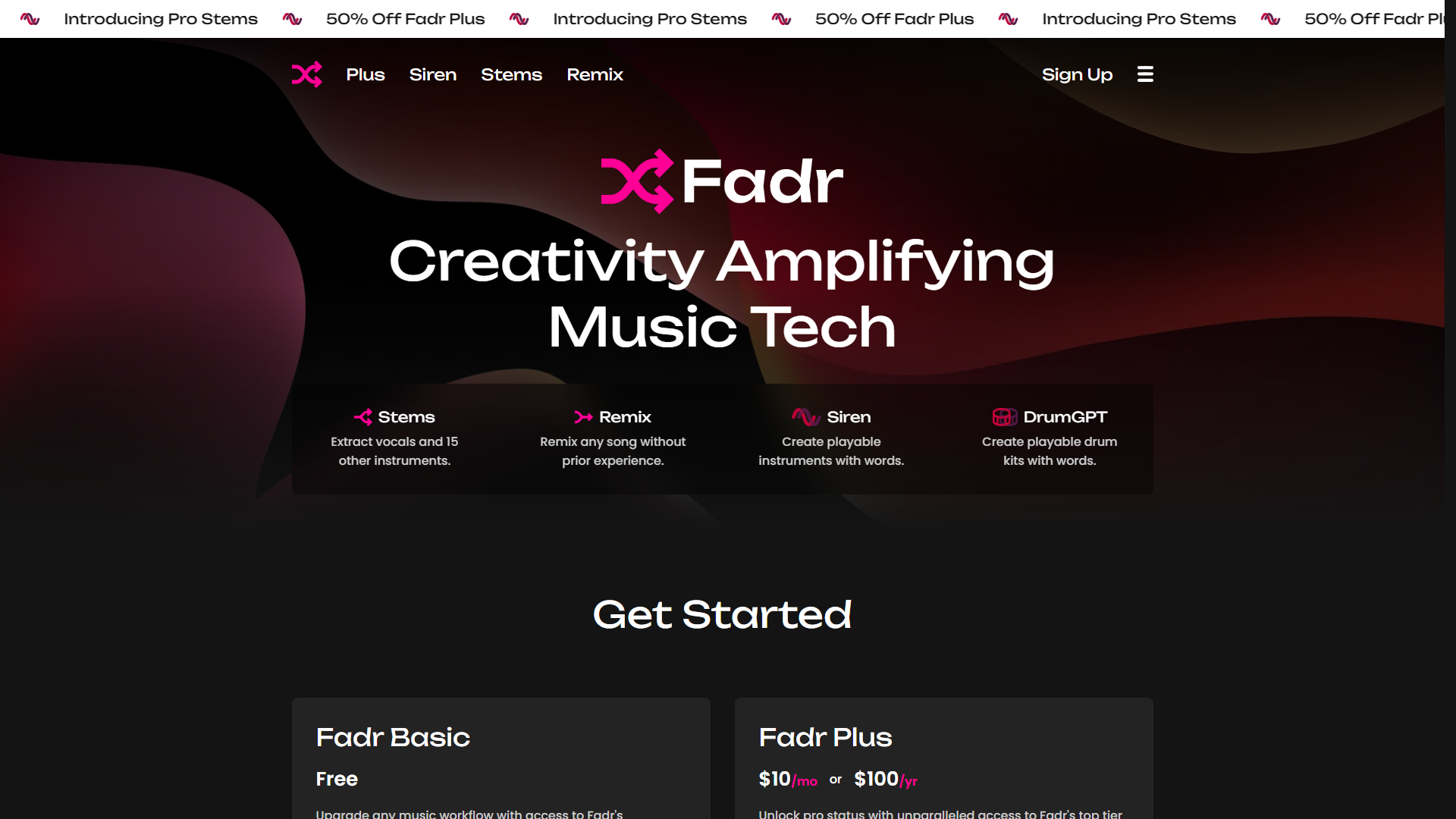 Fadr product screenshot