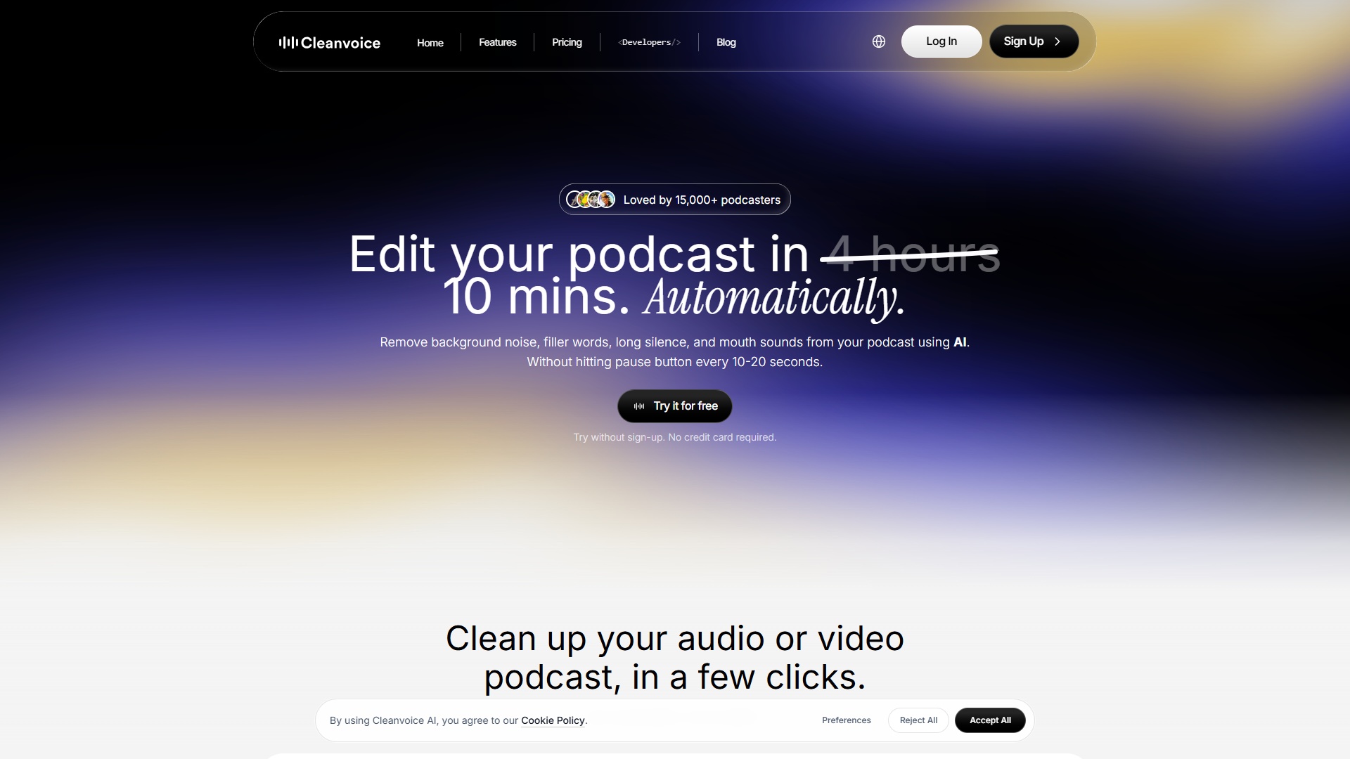 Cleanvoice AI product screenshot