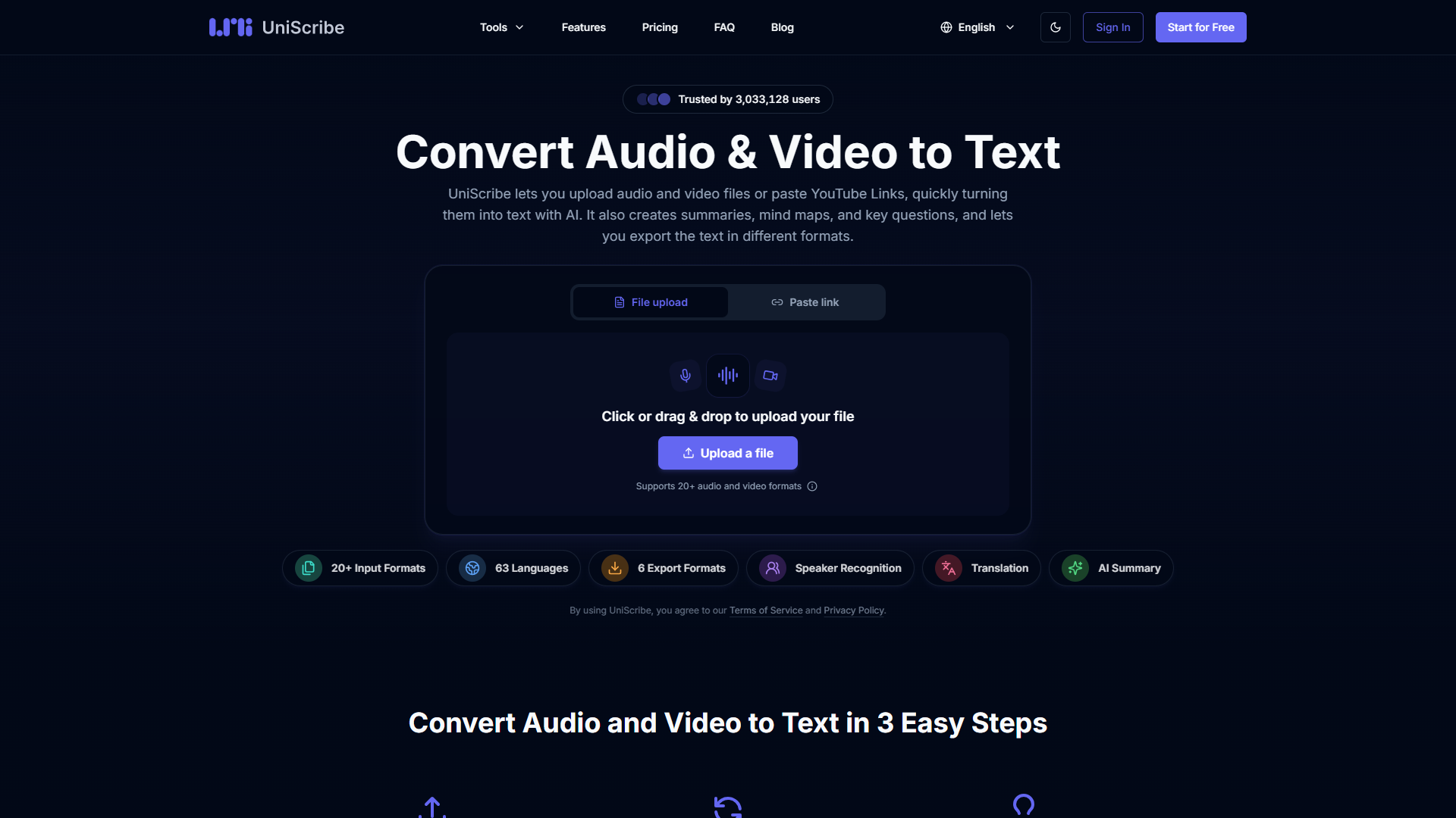 UniScribe product screenshot