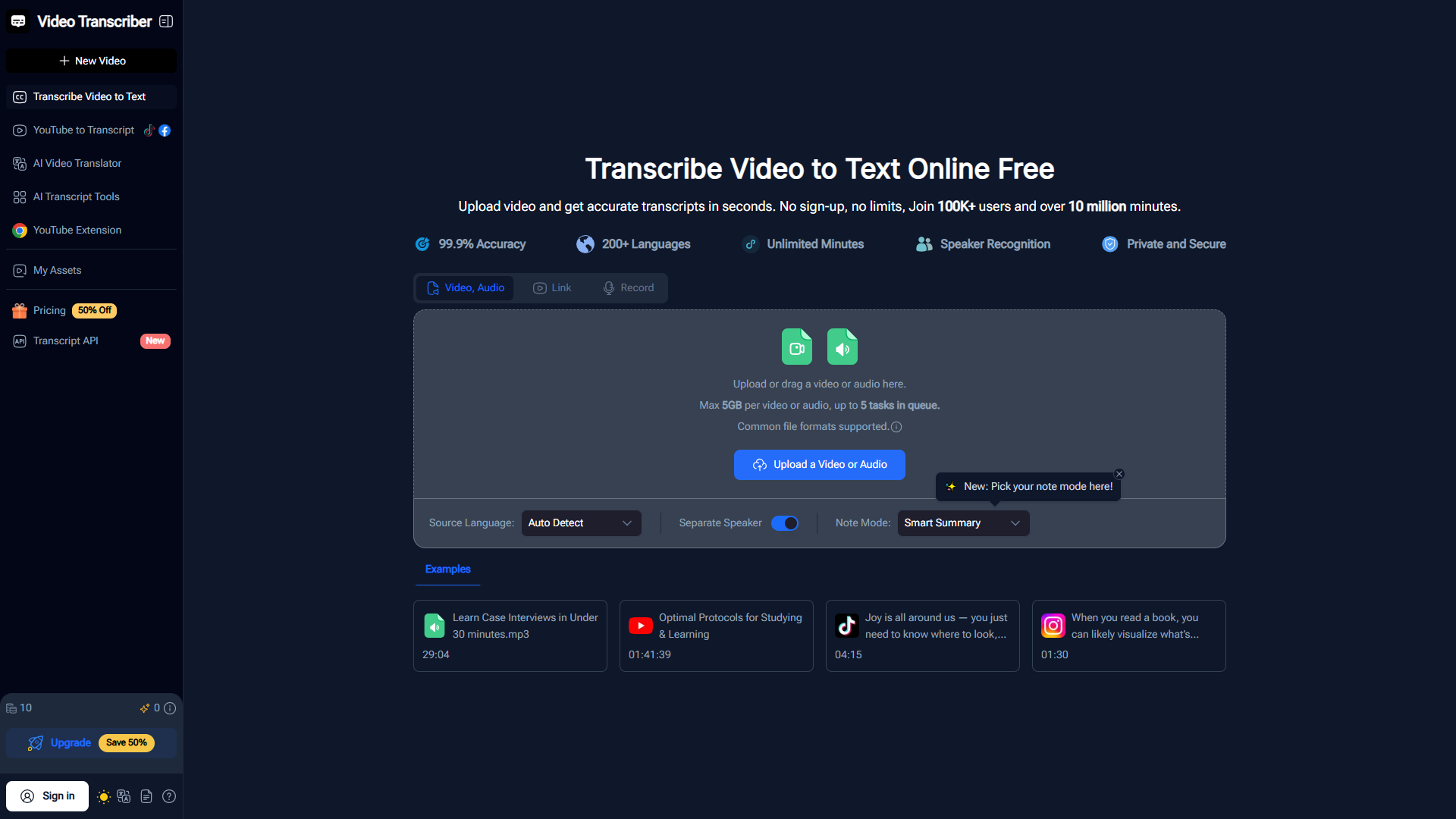 Video Transcriber product screenshot