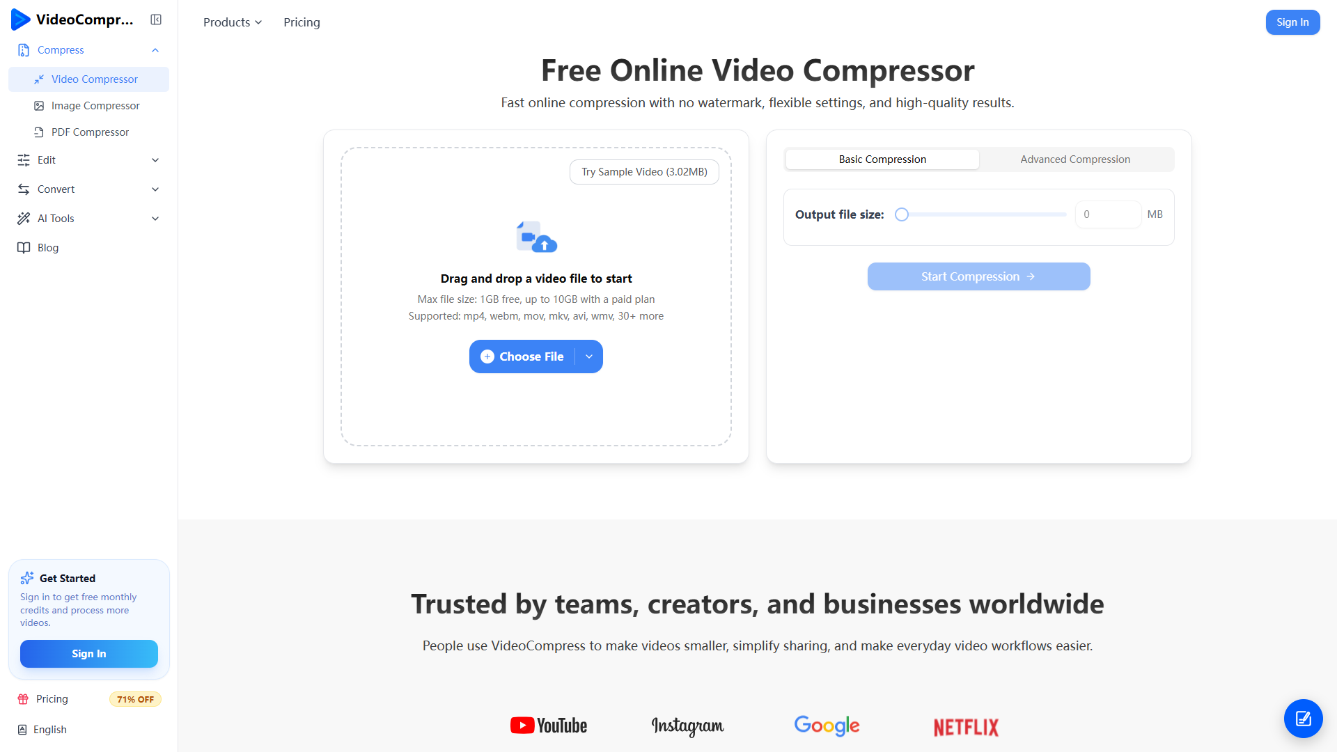 VideoCompress product screenshot