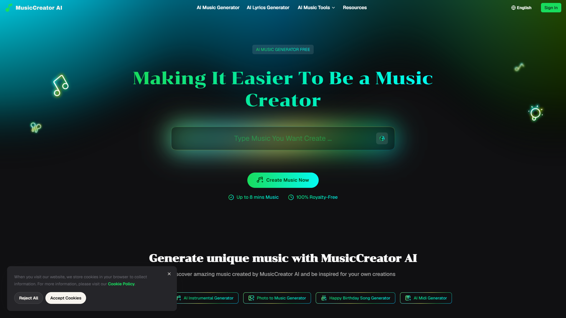 MusicCreator product screenshot