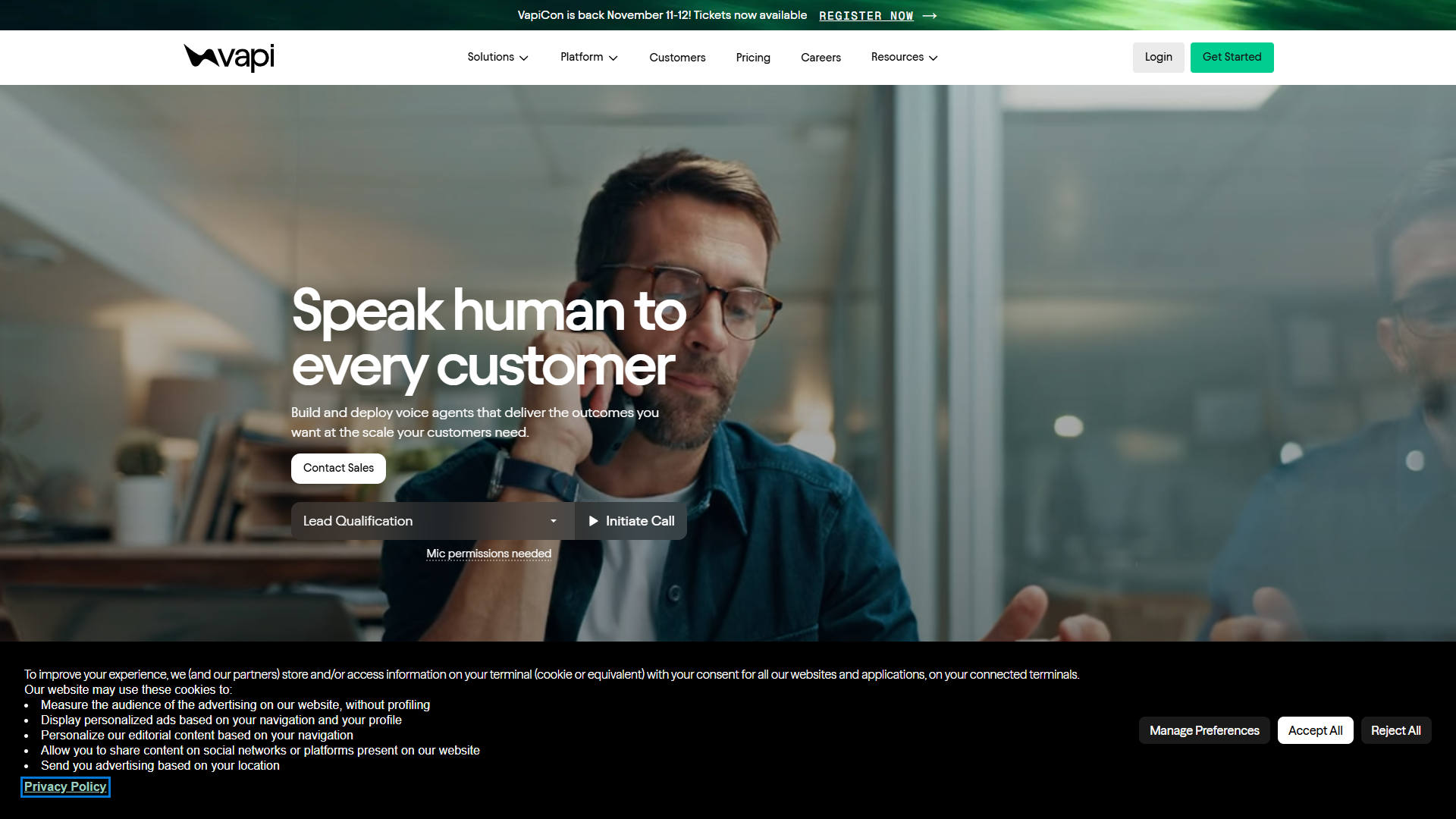 Vapi product screenshot