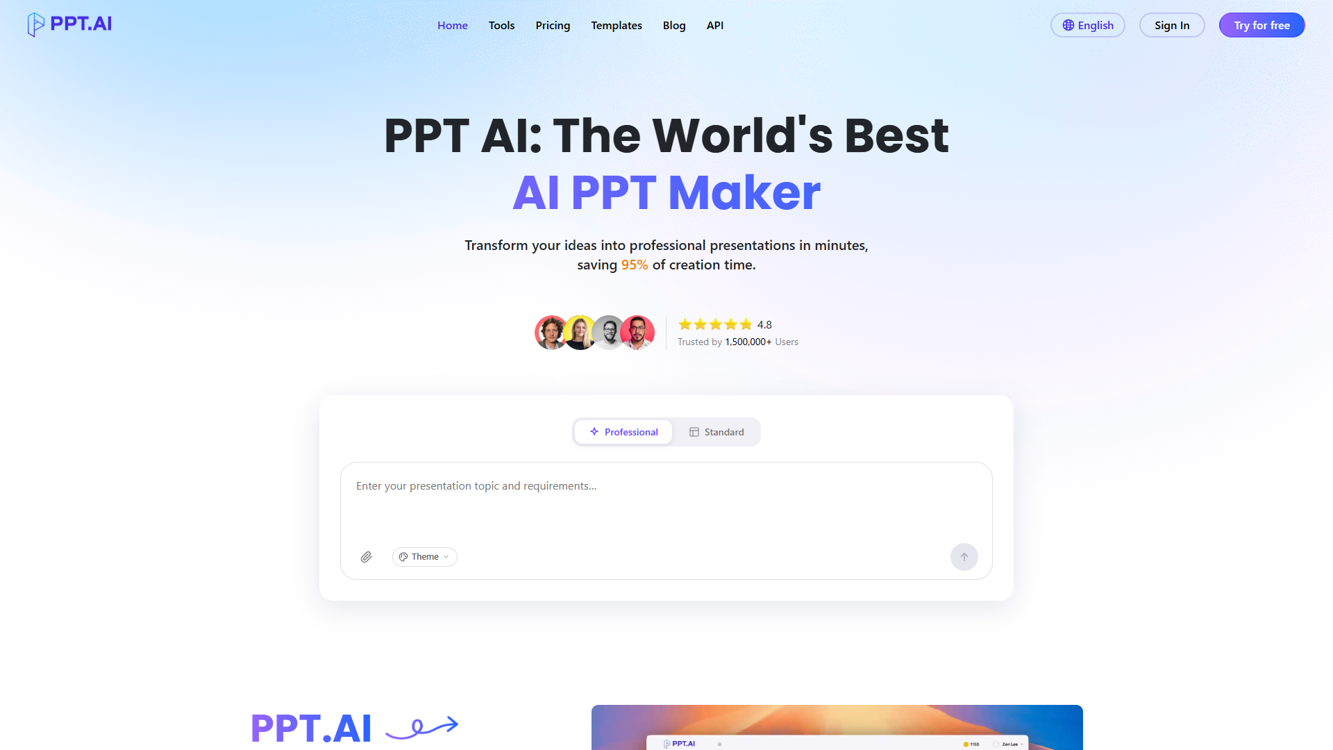 PPT.AI product screenshot