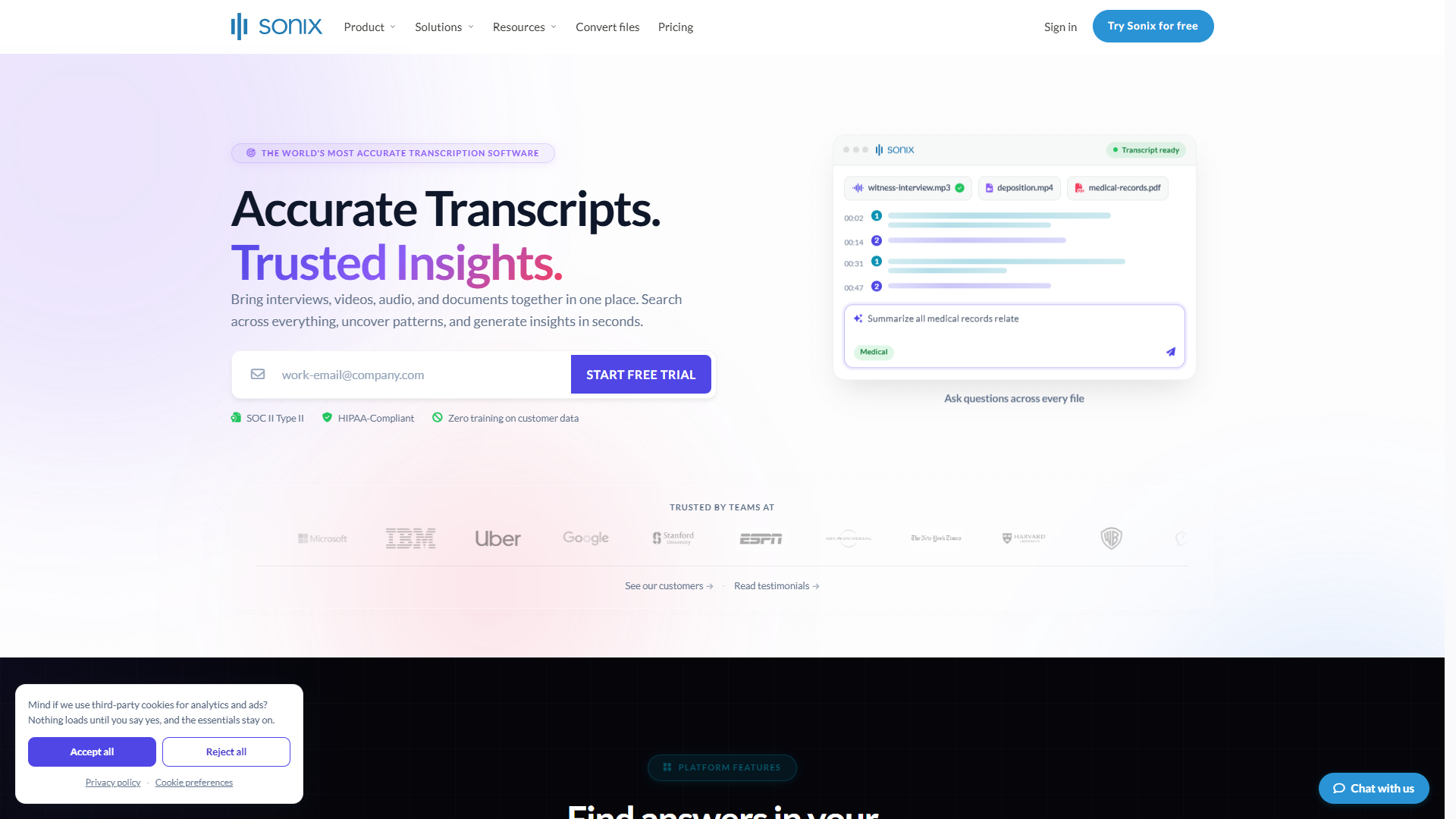 Sonix product screenshot