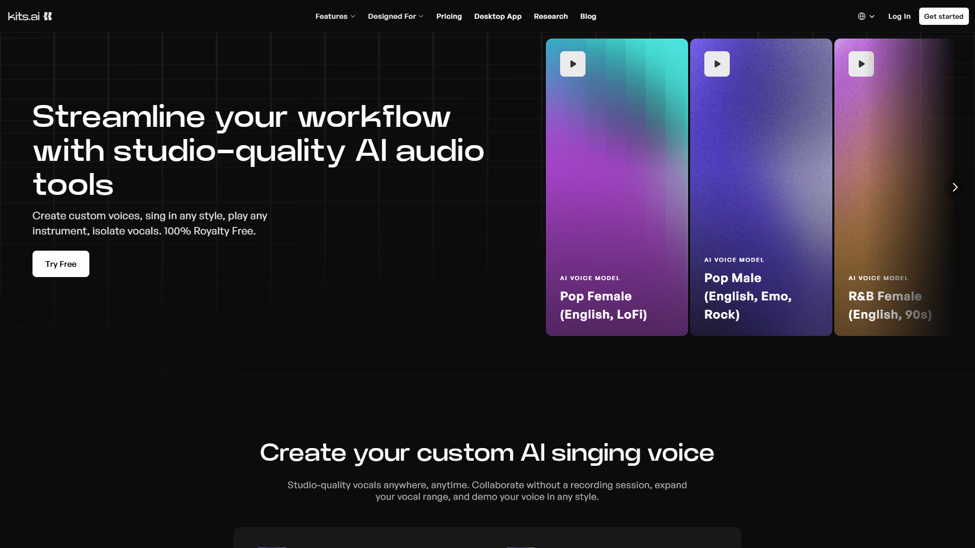 Kits AI product screenshot