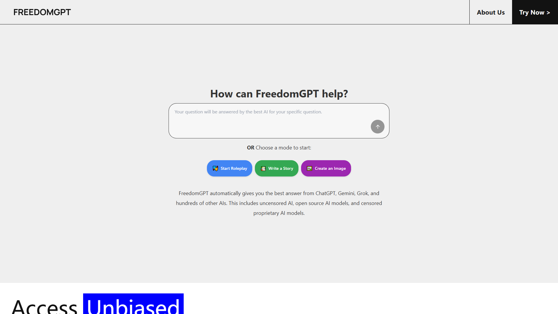 FreedomGPT product screenshot