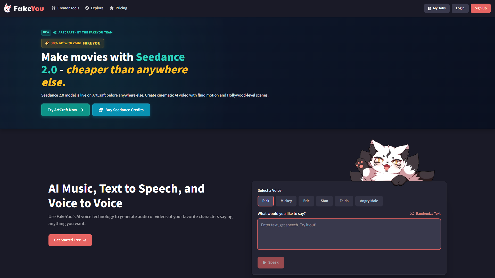 FakeYou product screenshot