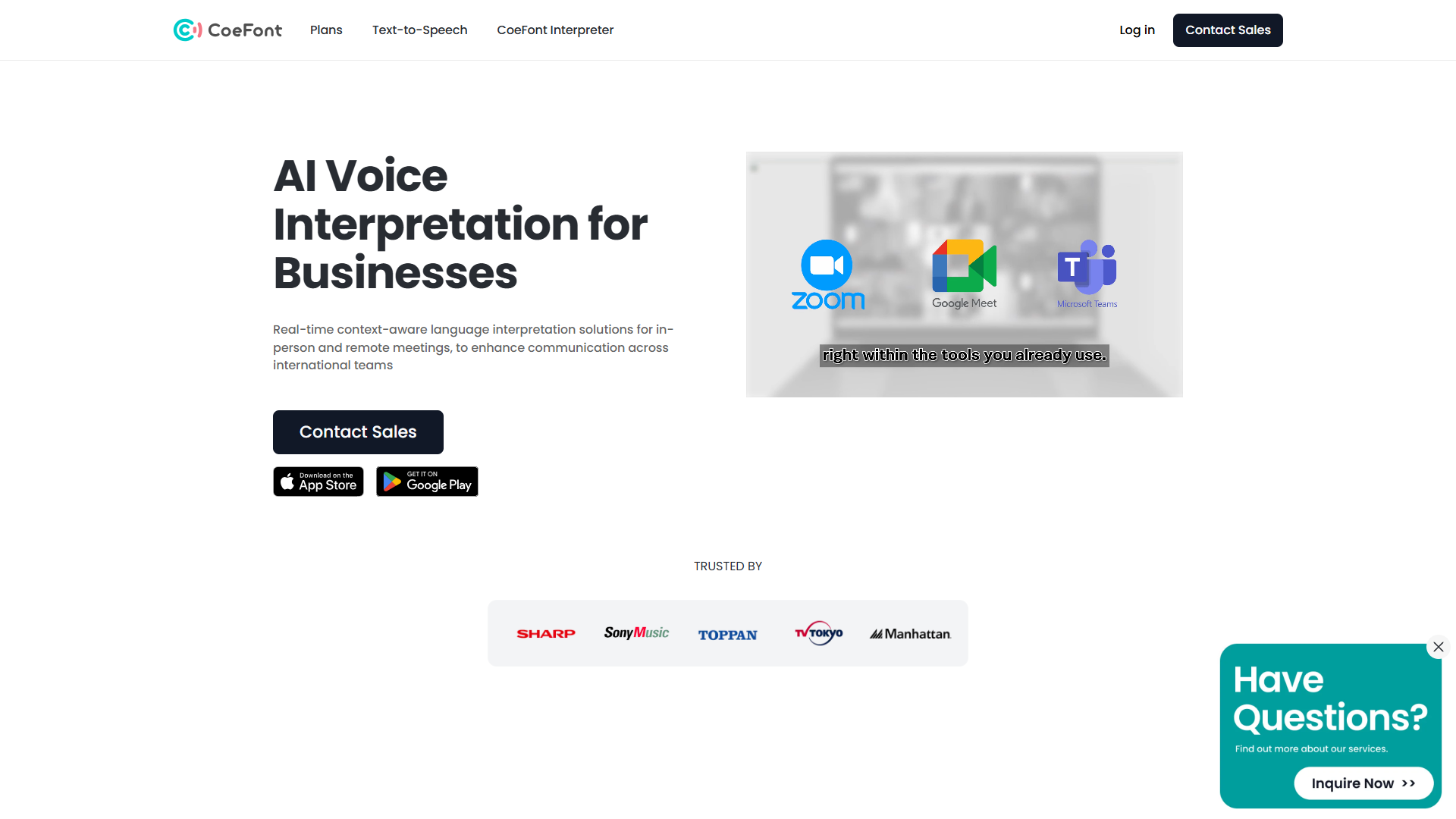 CoeFont Interpreter product screenshot