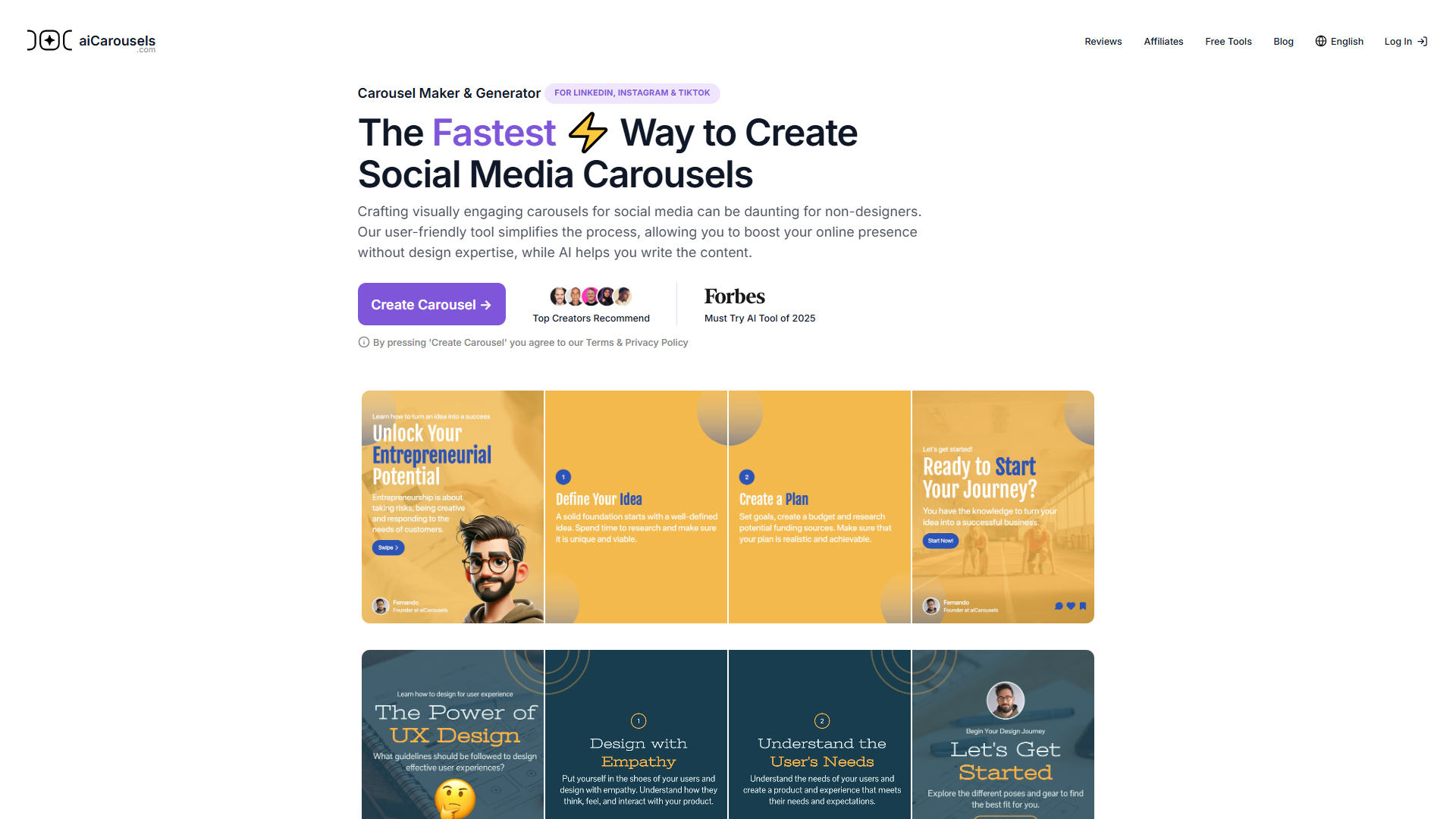 aiCarousels product screenshot