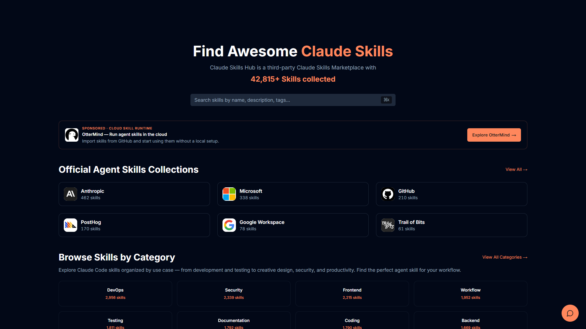 Claude Skills Hub product screenshot