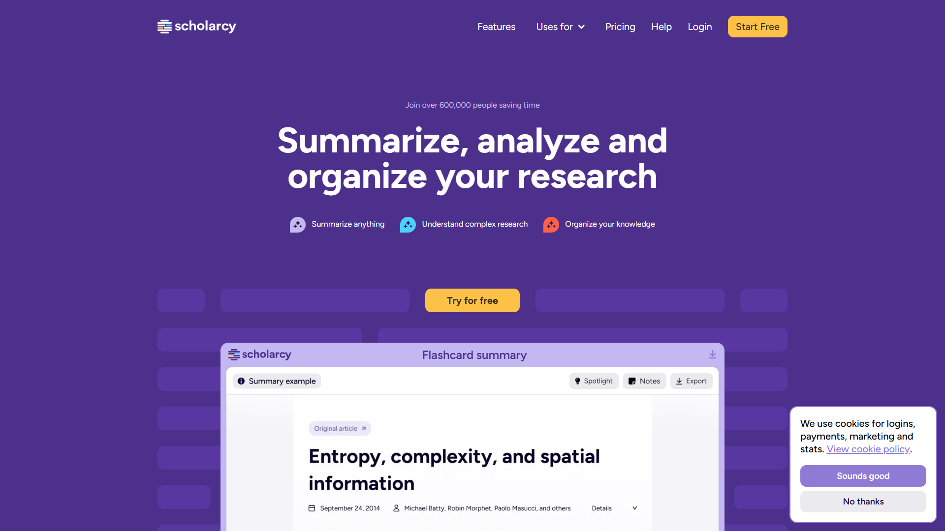 Scholarcy product screenshot