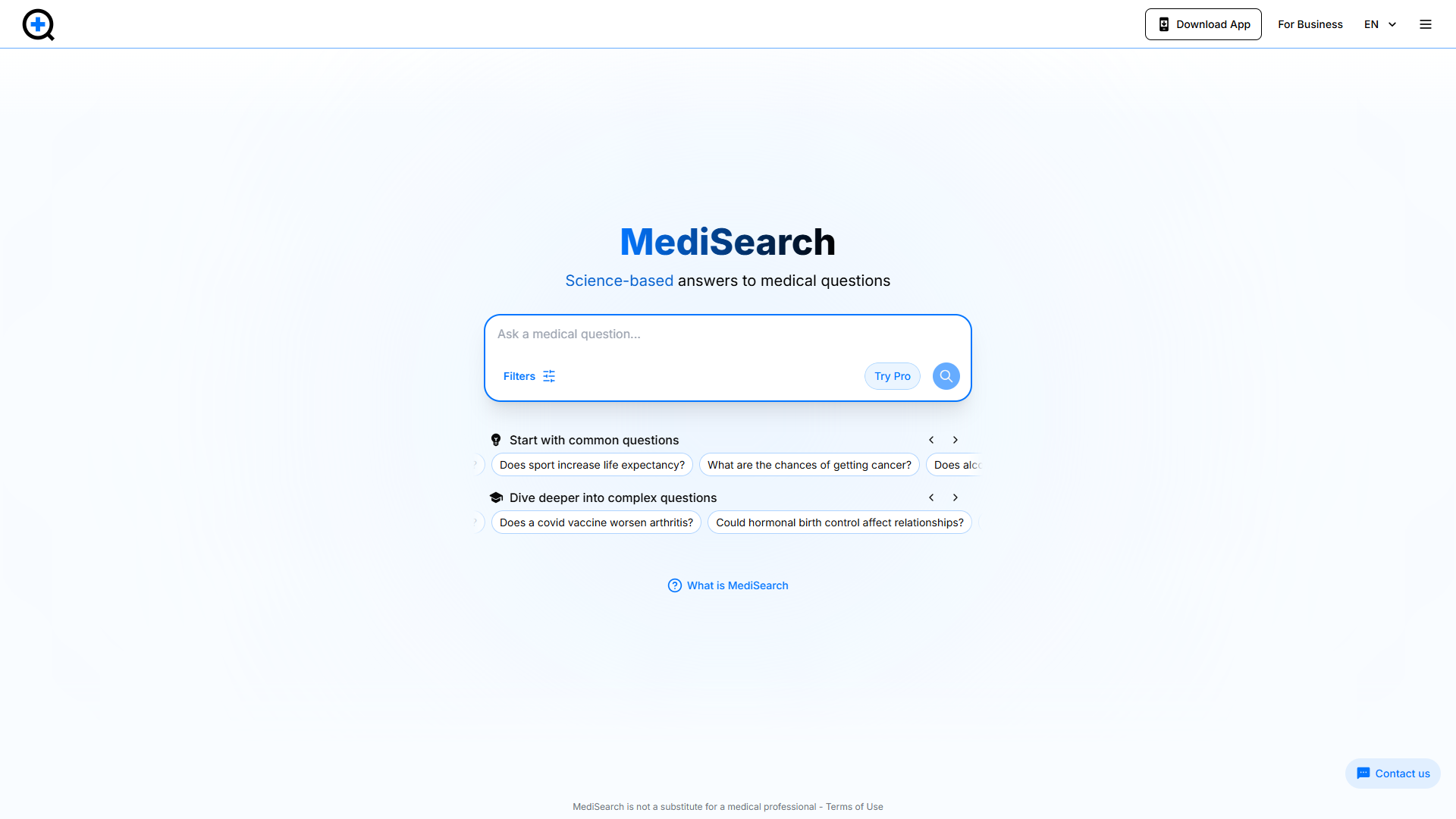 MediSearch product screenshot