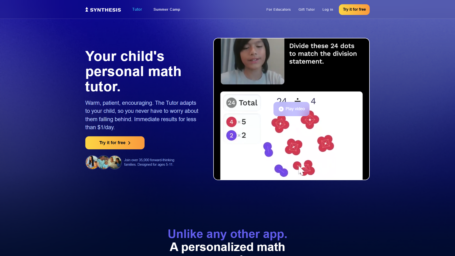 Synthesis Tutor product screenshot