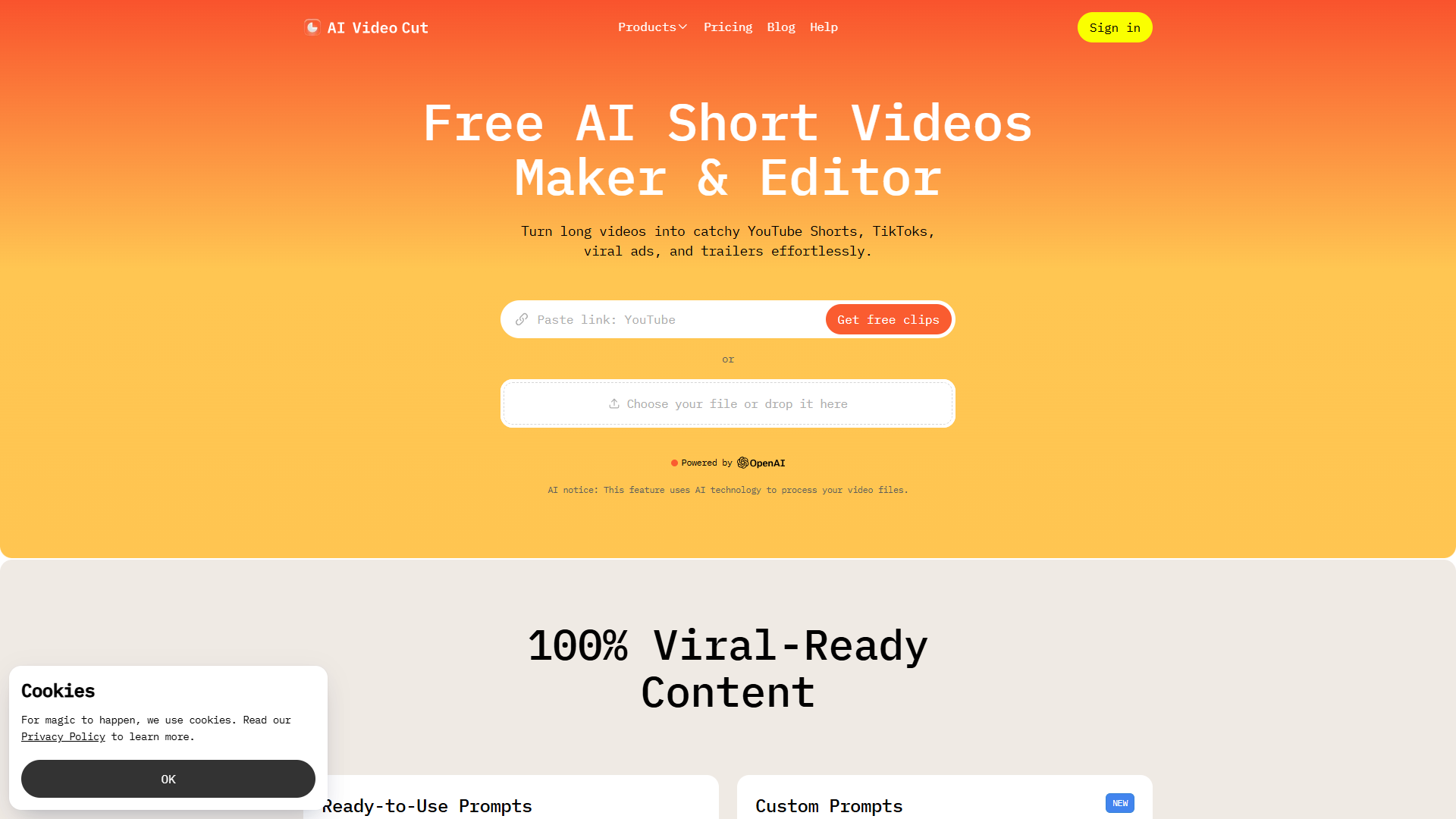 AI Video Cut product screenshot