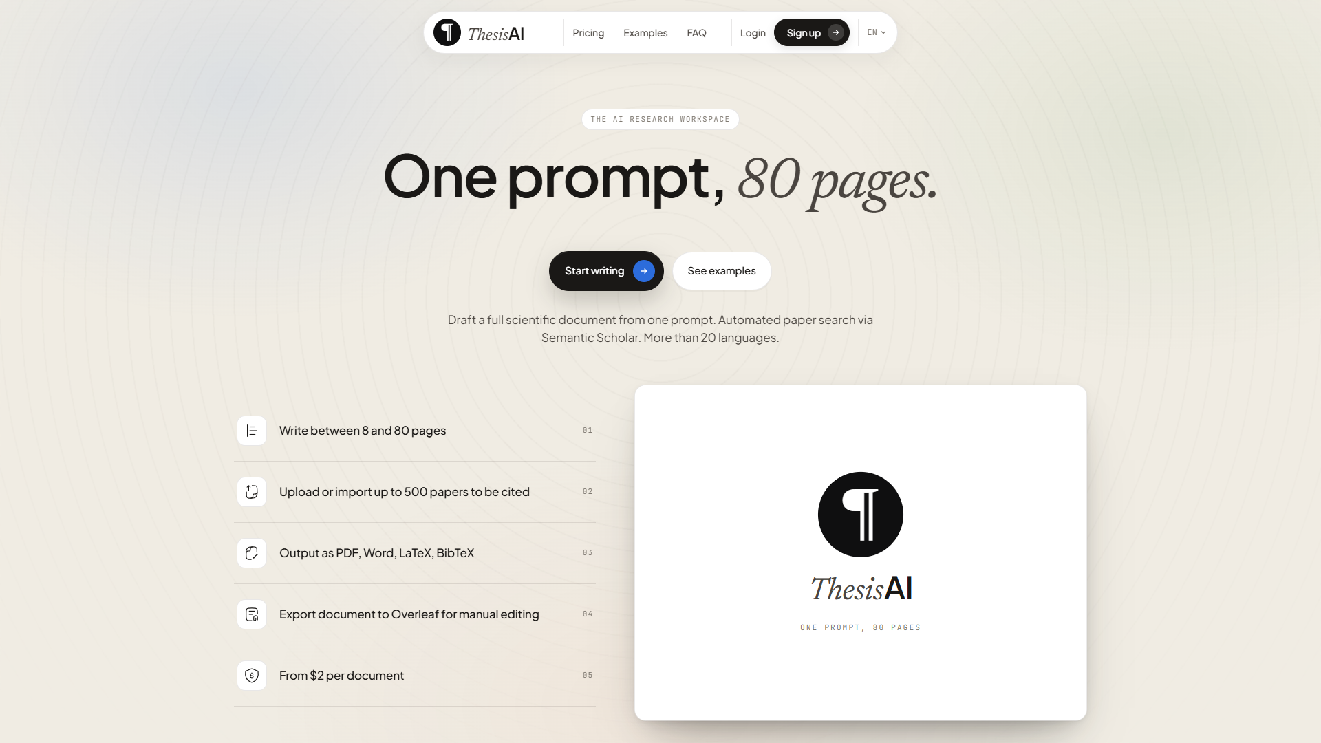 ThesisAI product screenshot