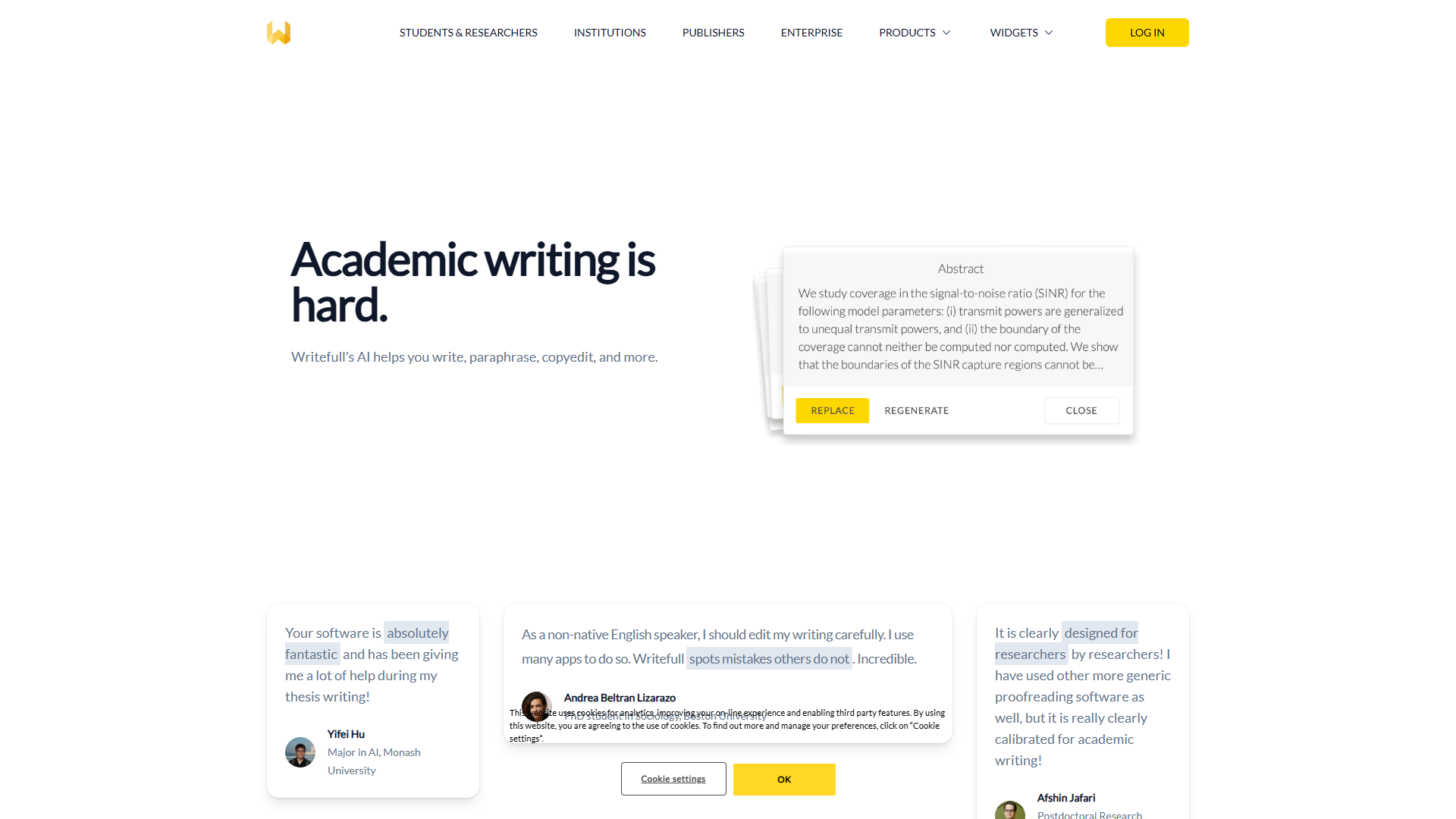Writefull product screenshot