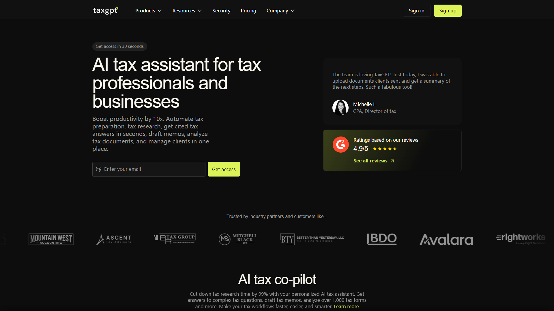 TaxGPT product screenshot