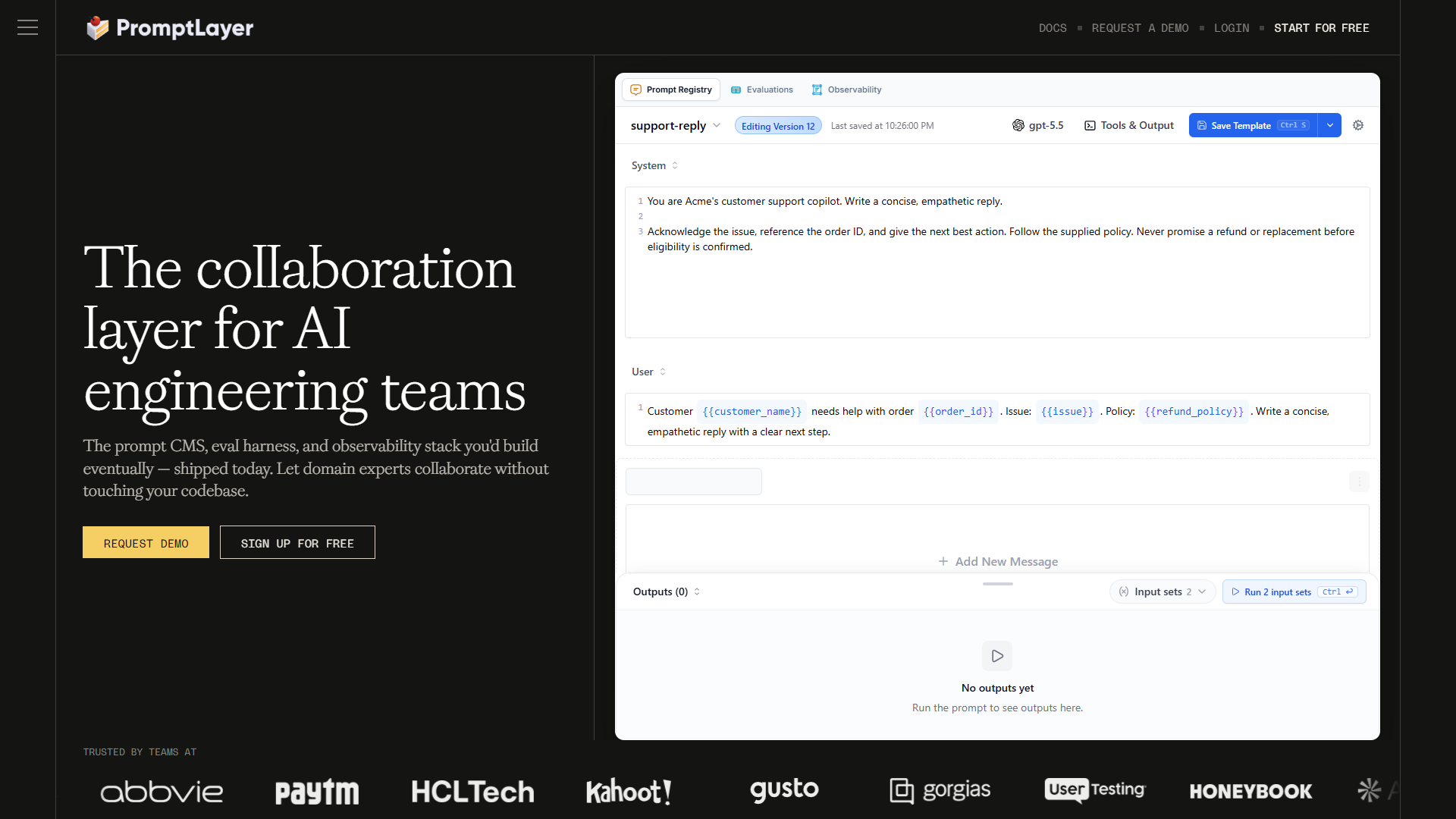 PromptLayer product screenshot