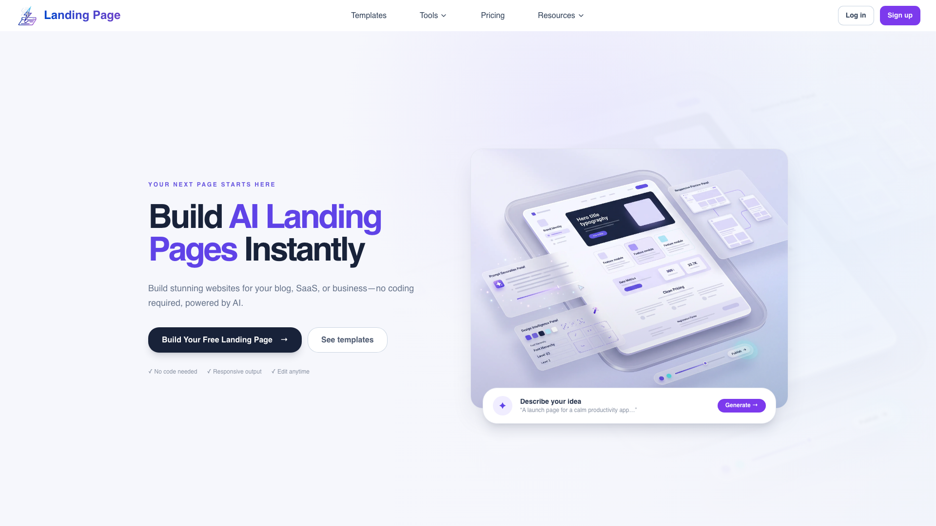 Landing Page Builder product screenshot