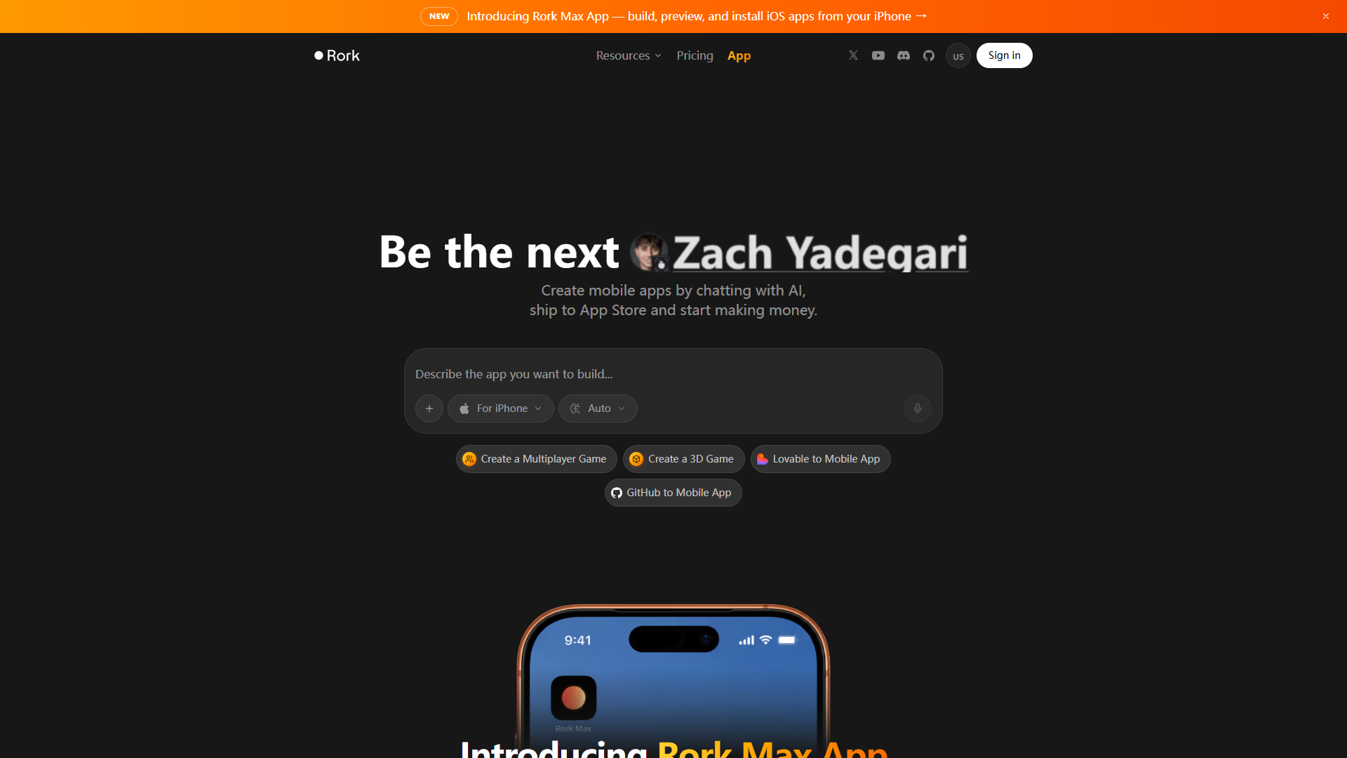 Rork product screenshot