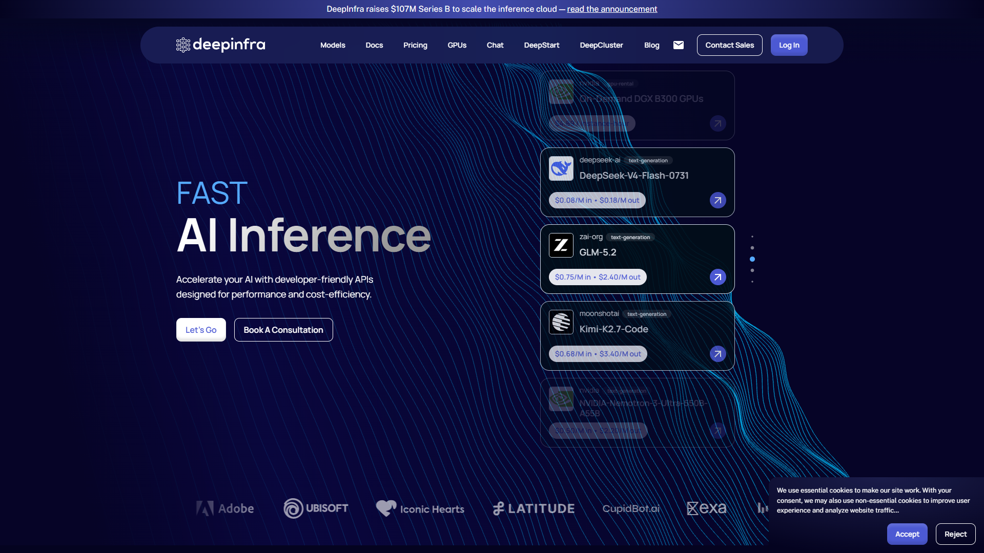 DeepInfra product screenshot