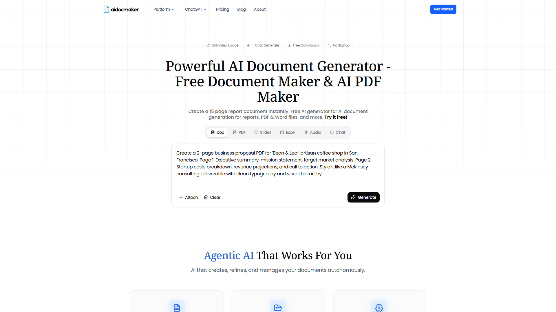 AIDocMaker product screenshot