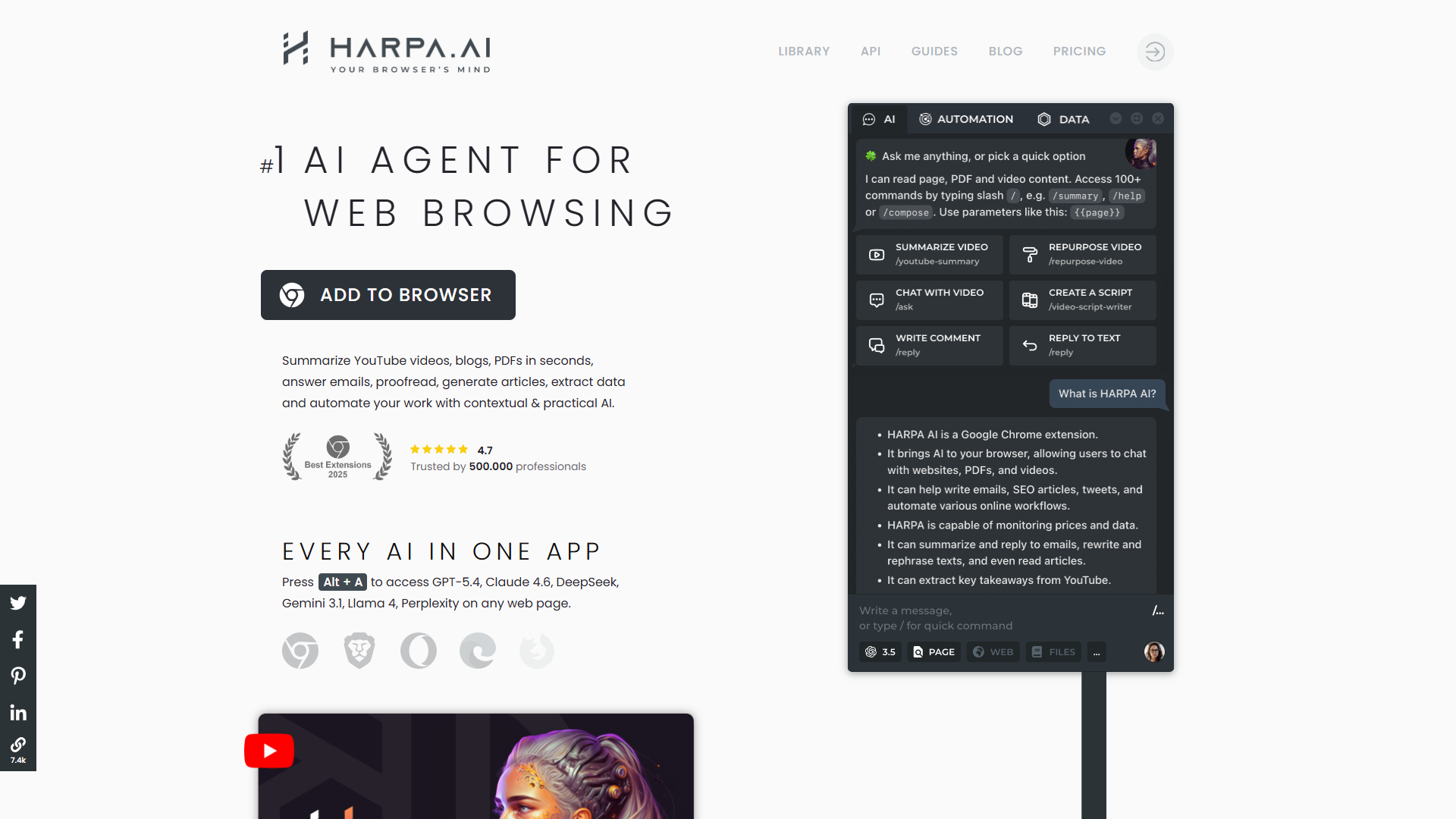 HARPA AI product screenshot