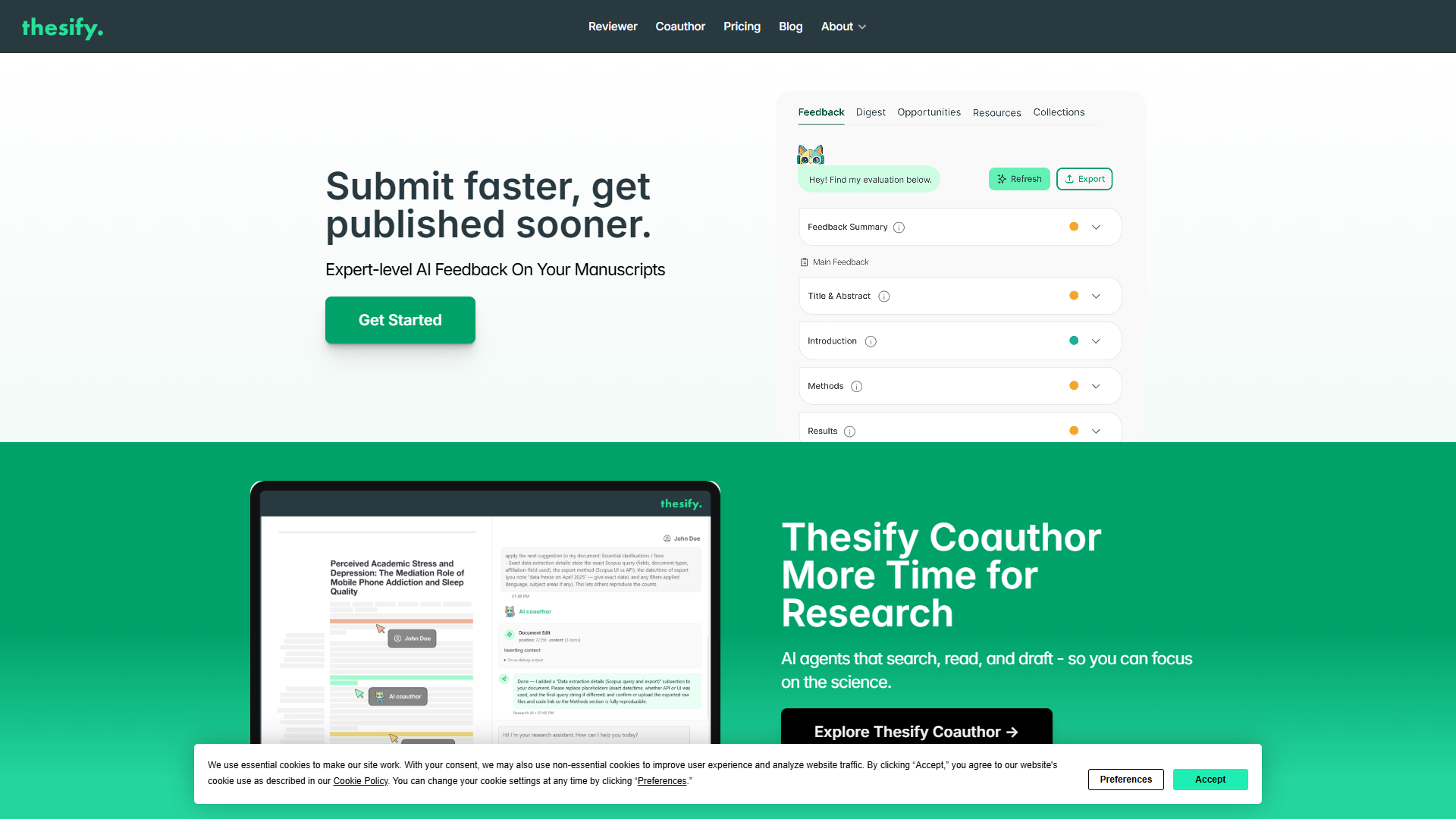 Thesify product screenshot