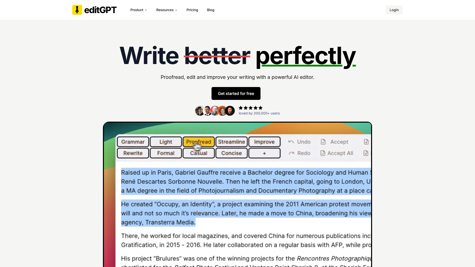editGPT product screenshot