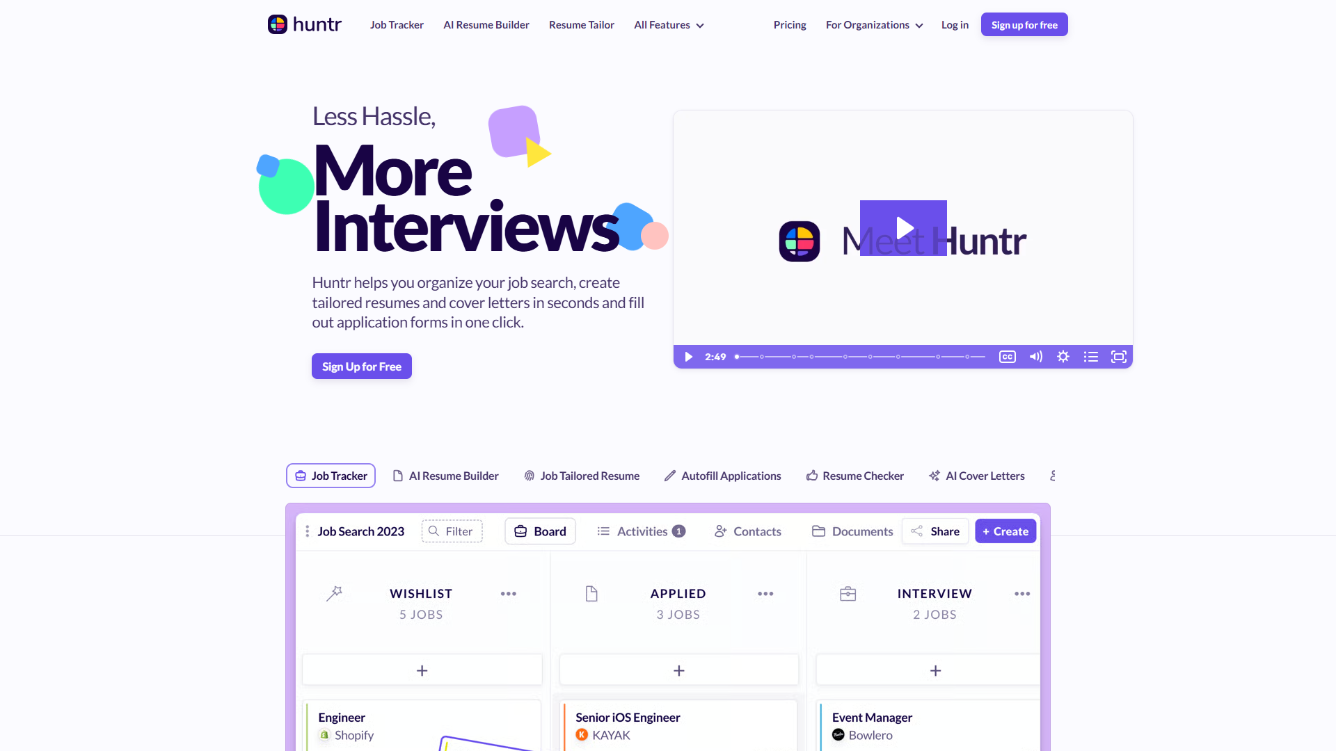 Huntr product screenshot