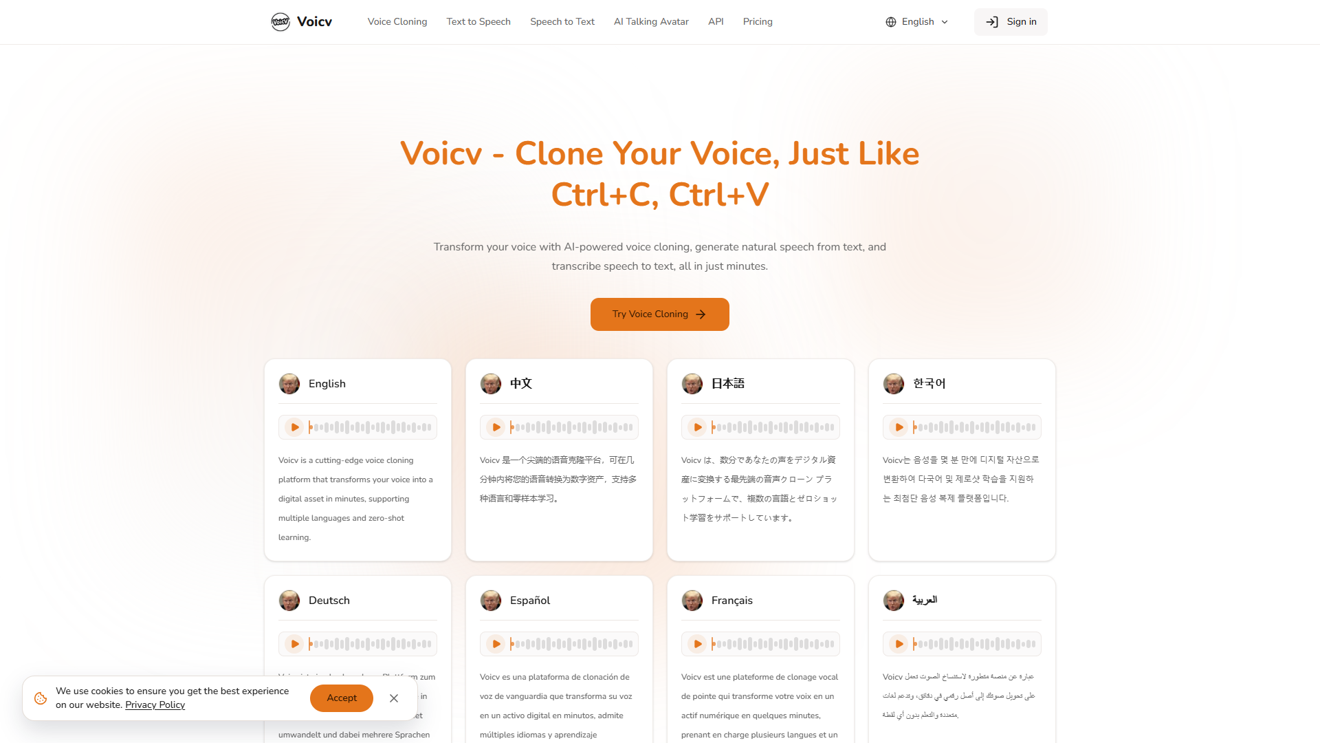Voicv product screenshot