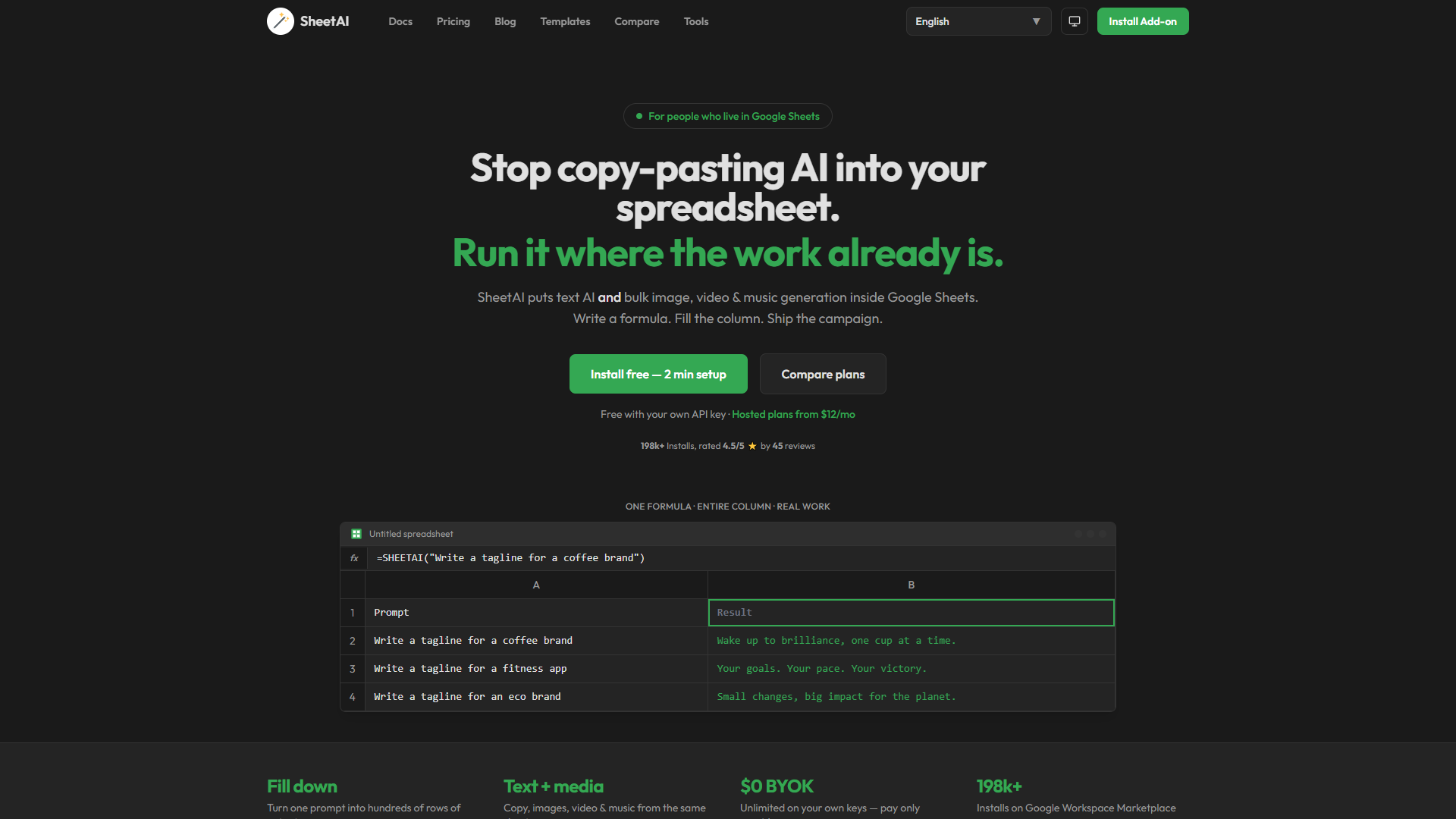 SheetAI product screenshot