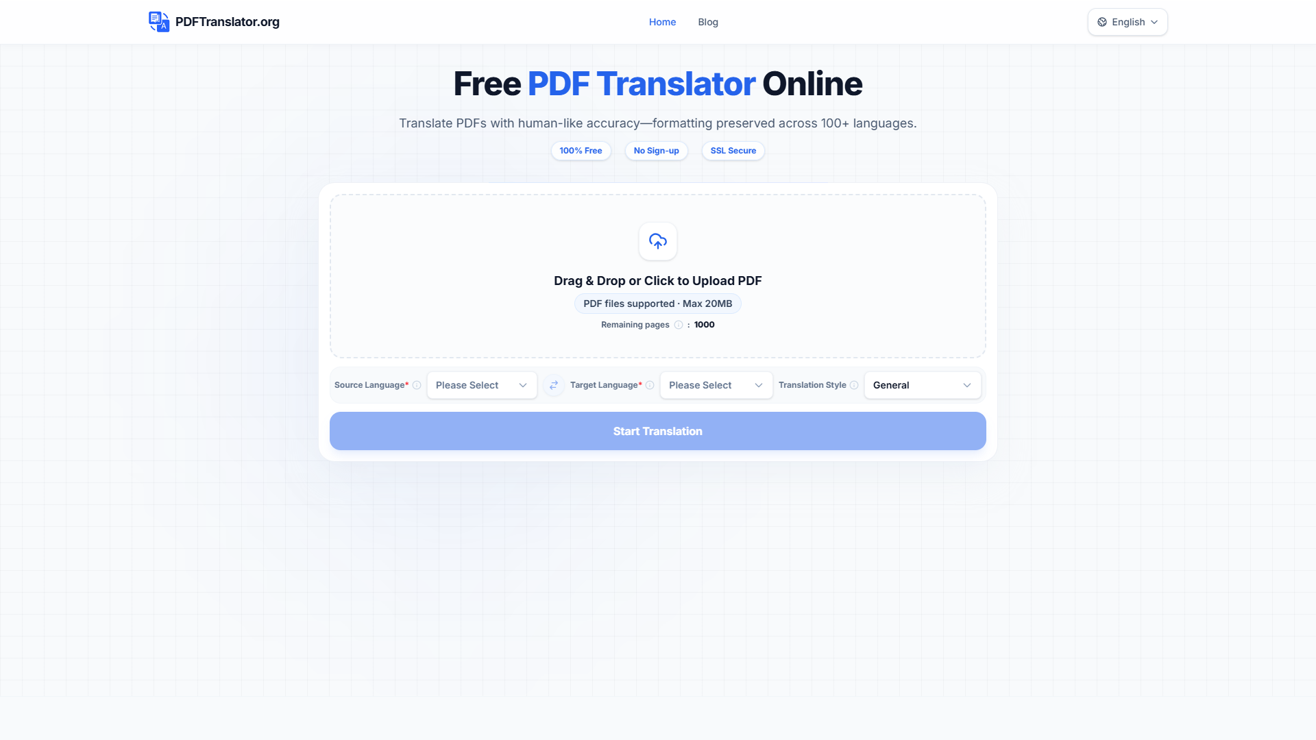 PDFTranslator.org product screenshot