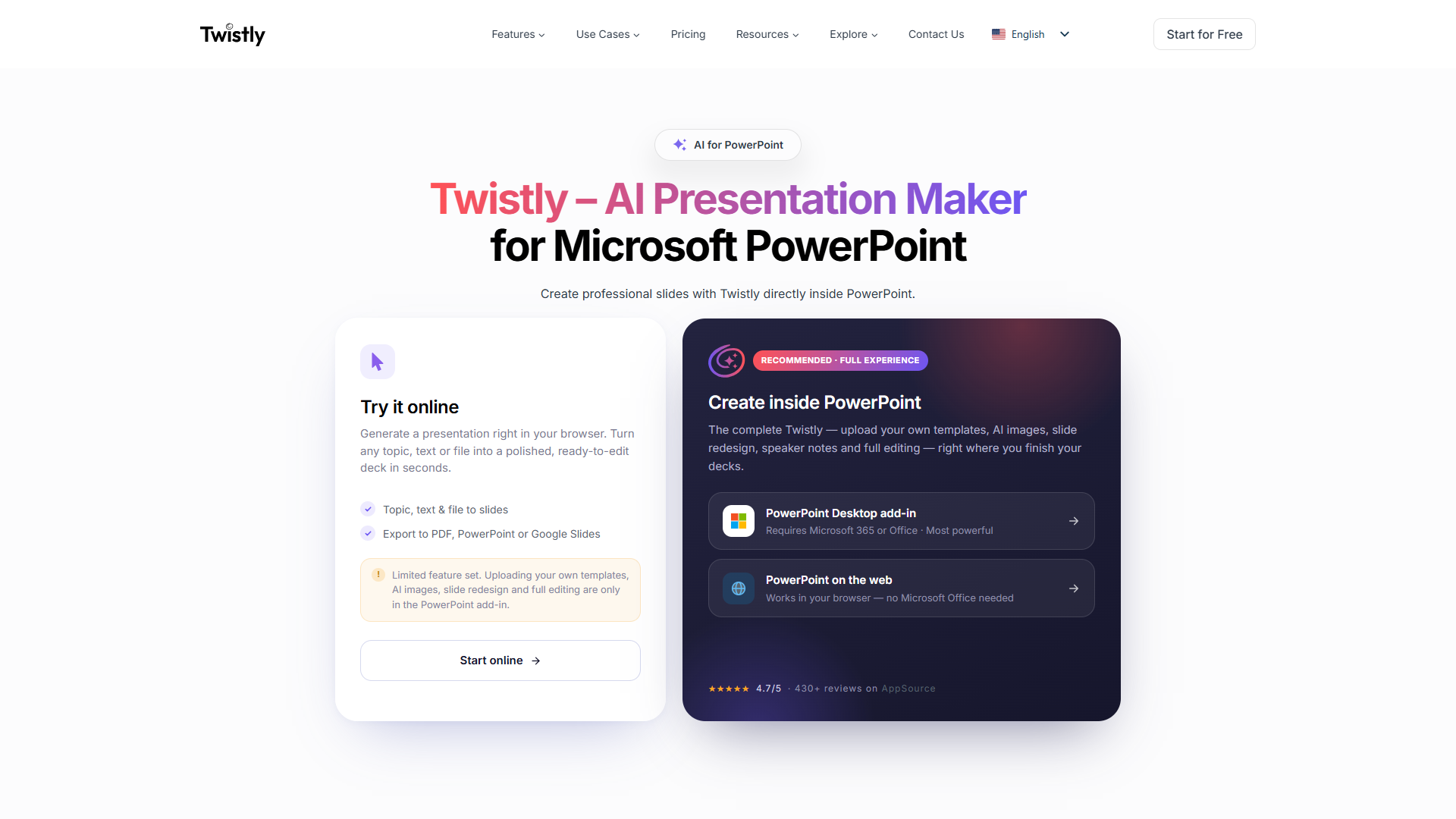 Twistly product screenshot