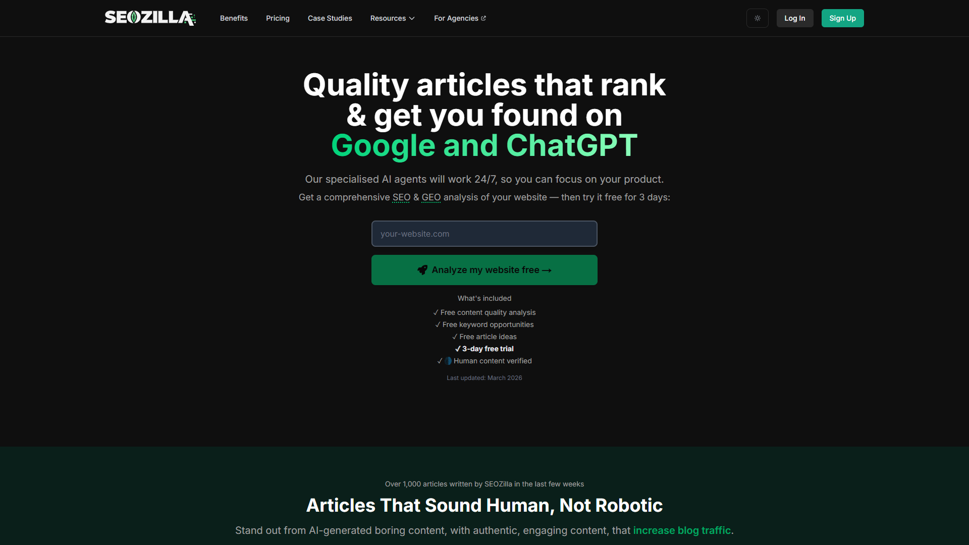 SEOZilla product screenshot