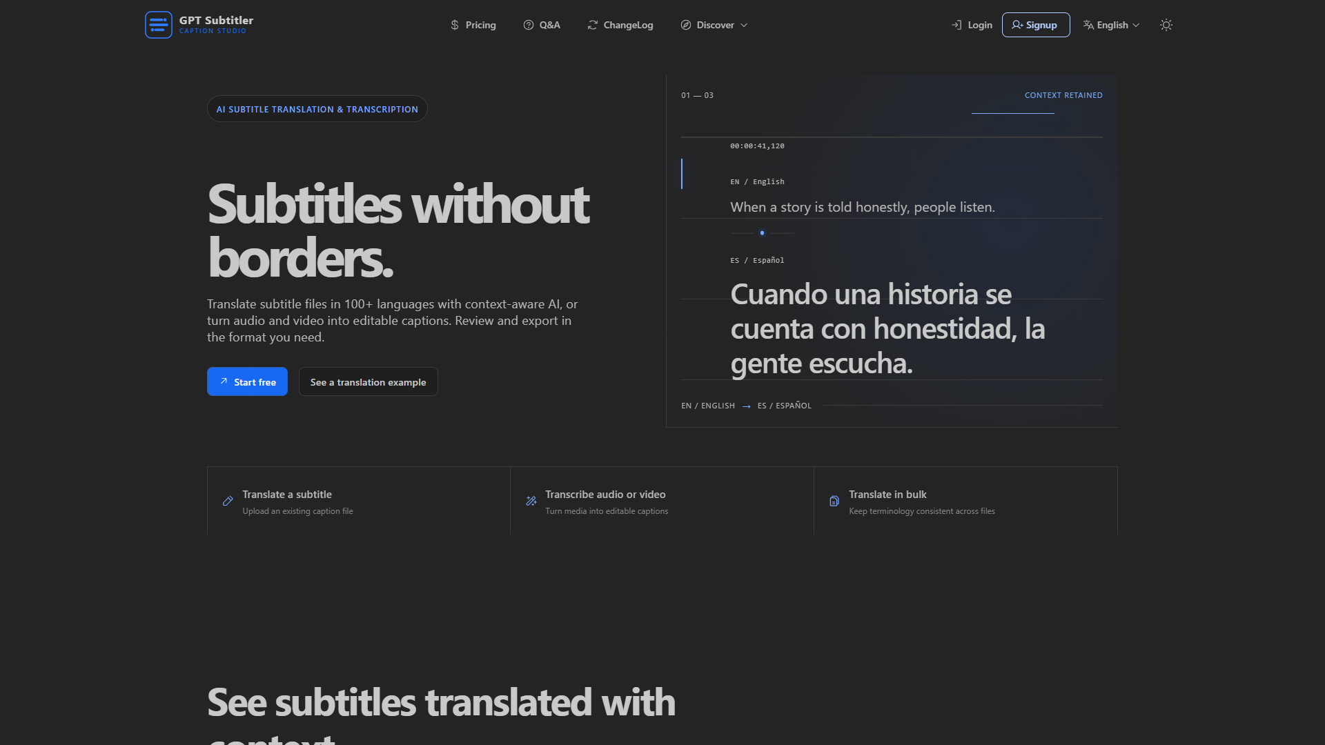 GPT Subtitler product screenshot