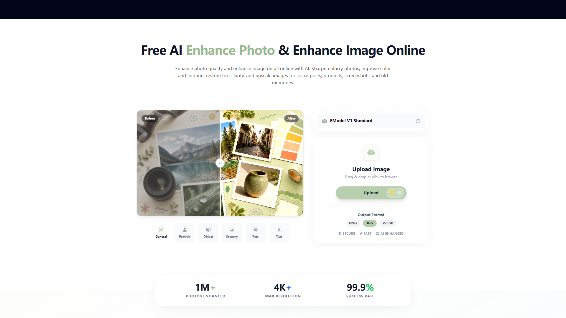 EnhancePhoto.ai product screenshot